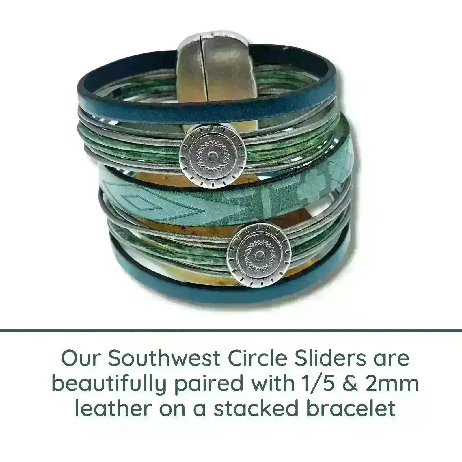 Flat Euro Leather - Southwestern Design, 10mm, in 8 Colors - Image 5