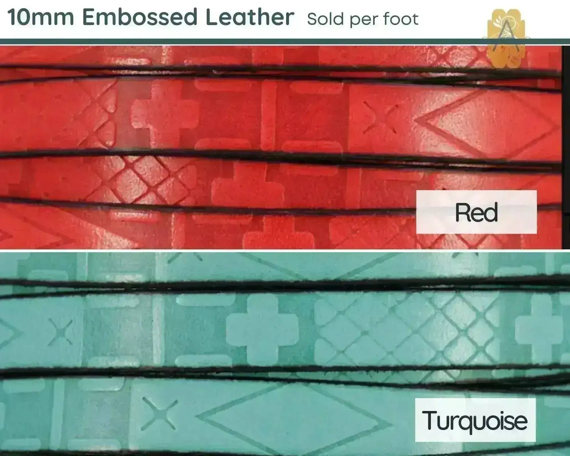 Flat Euro Leather - Southwestern Design, 10mm, in 8 Colors - Image 6