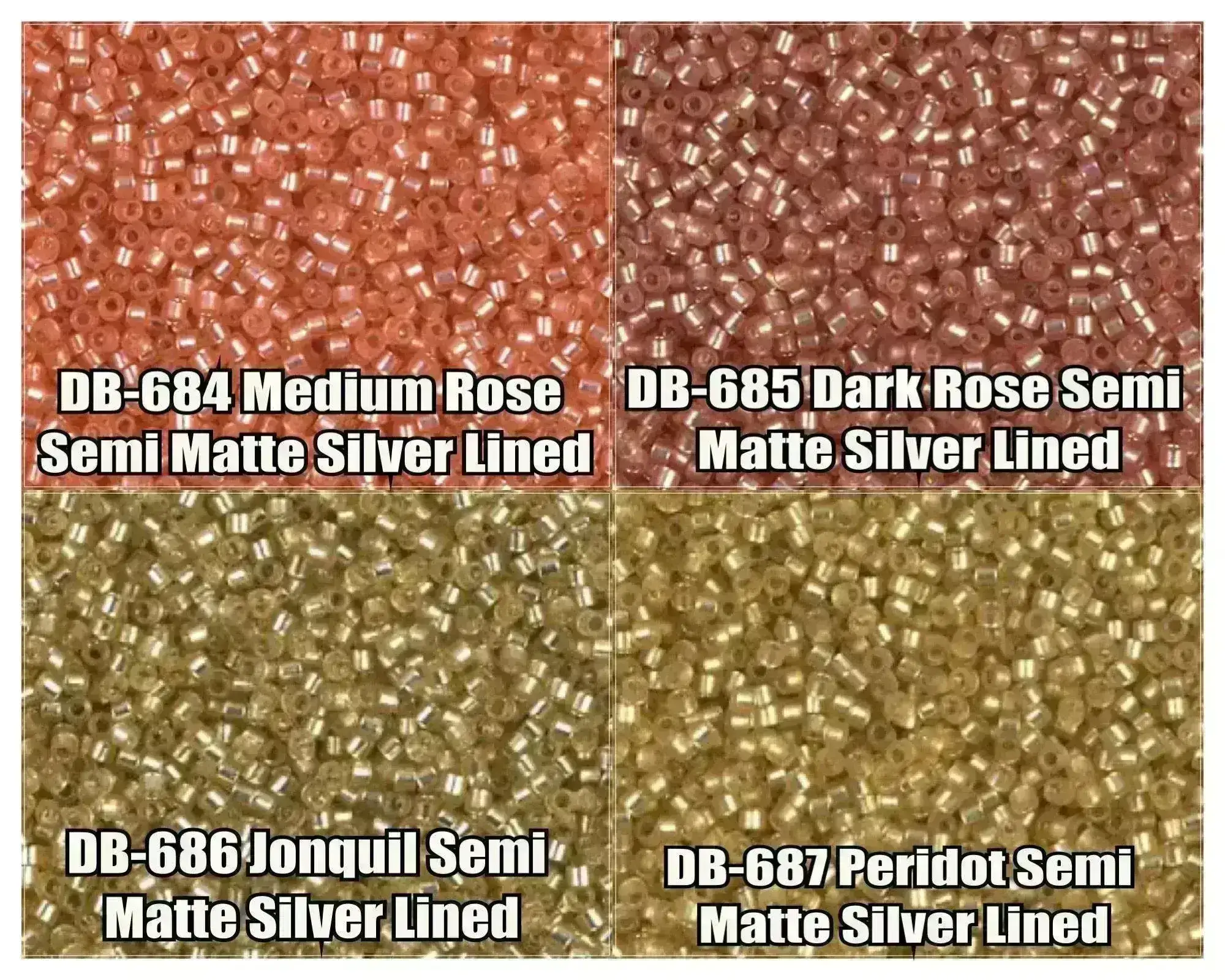 11/0 Delica Beads, DB0684, DB0685, DB0686, DB0687