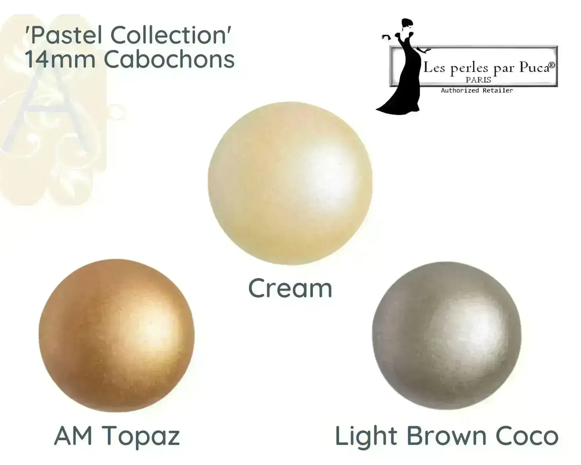 Cabochons par Puca, 14mm, Pastel Collection - Image 7
