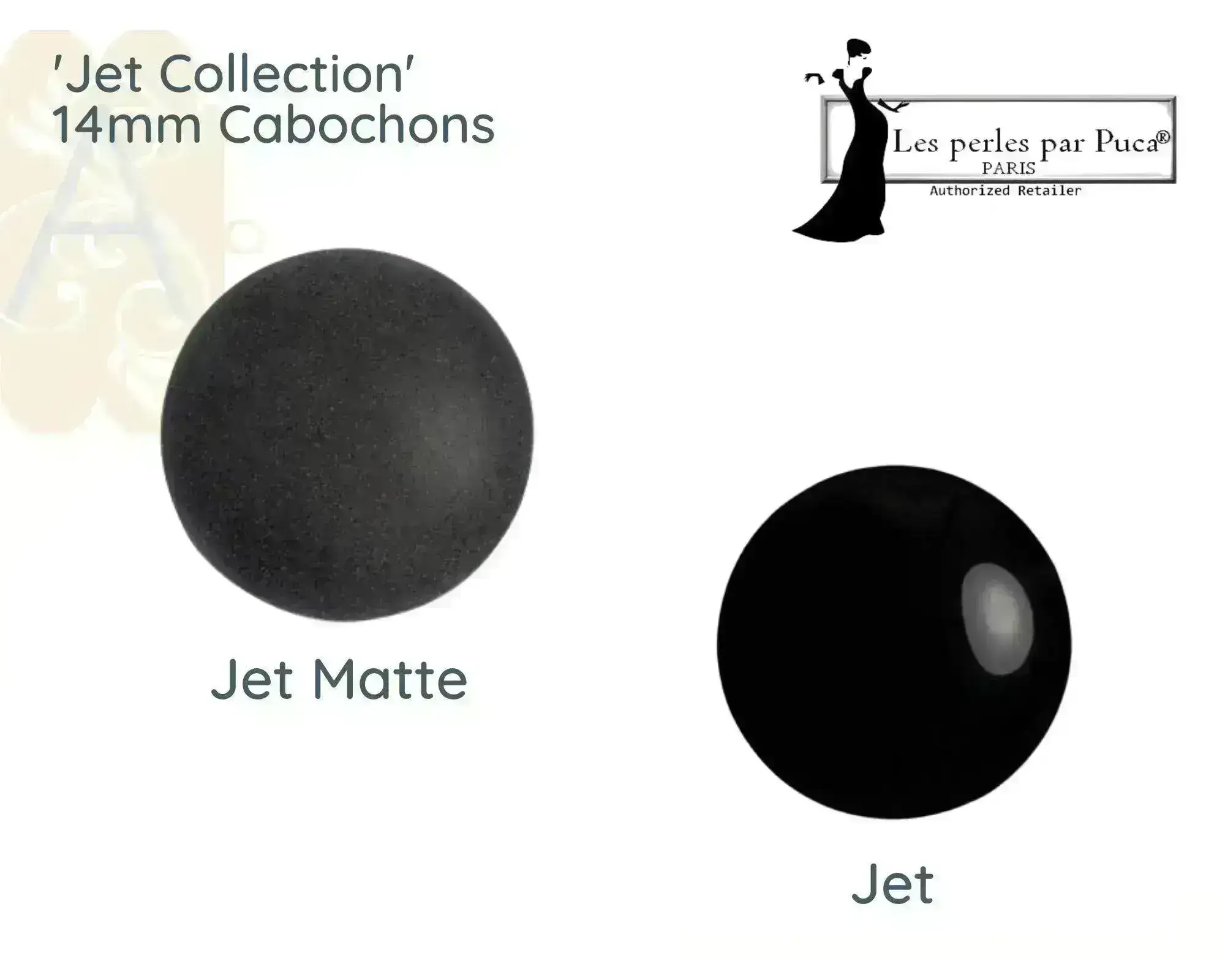 Cabochons par Puca, 14mm, Jet Collection - Image 3