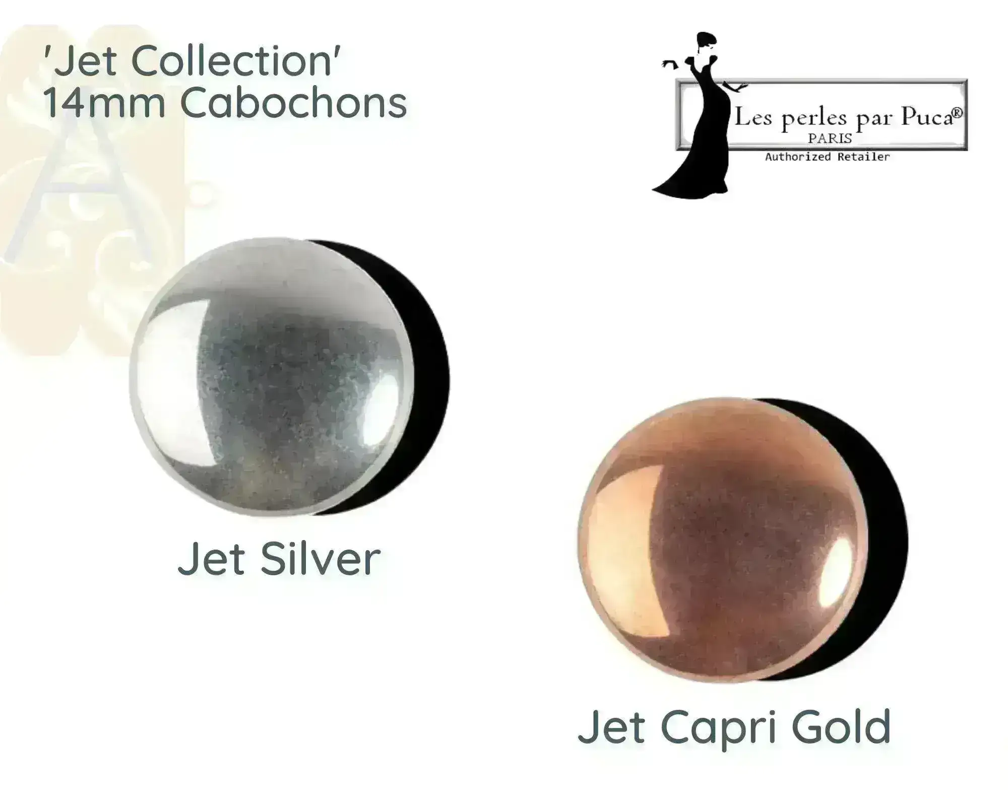 Cabochons par Puca, 14mm, Jet Collection - Image 5