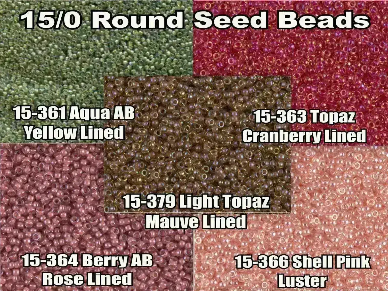 15/0 Miyuki Round Seed Beads 8.2g 15-0361, 15-0363, 15-0364, 15-0366, 15-0379