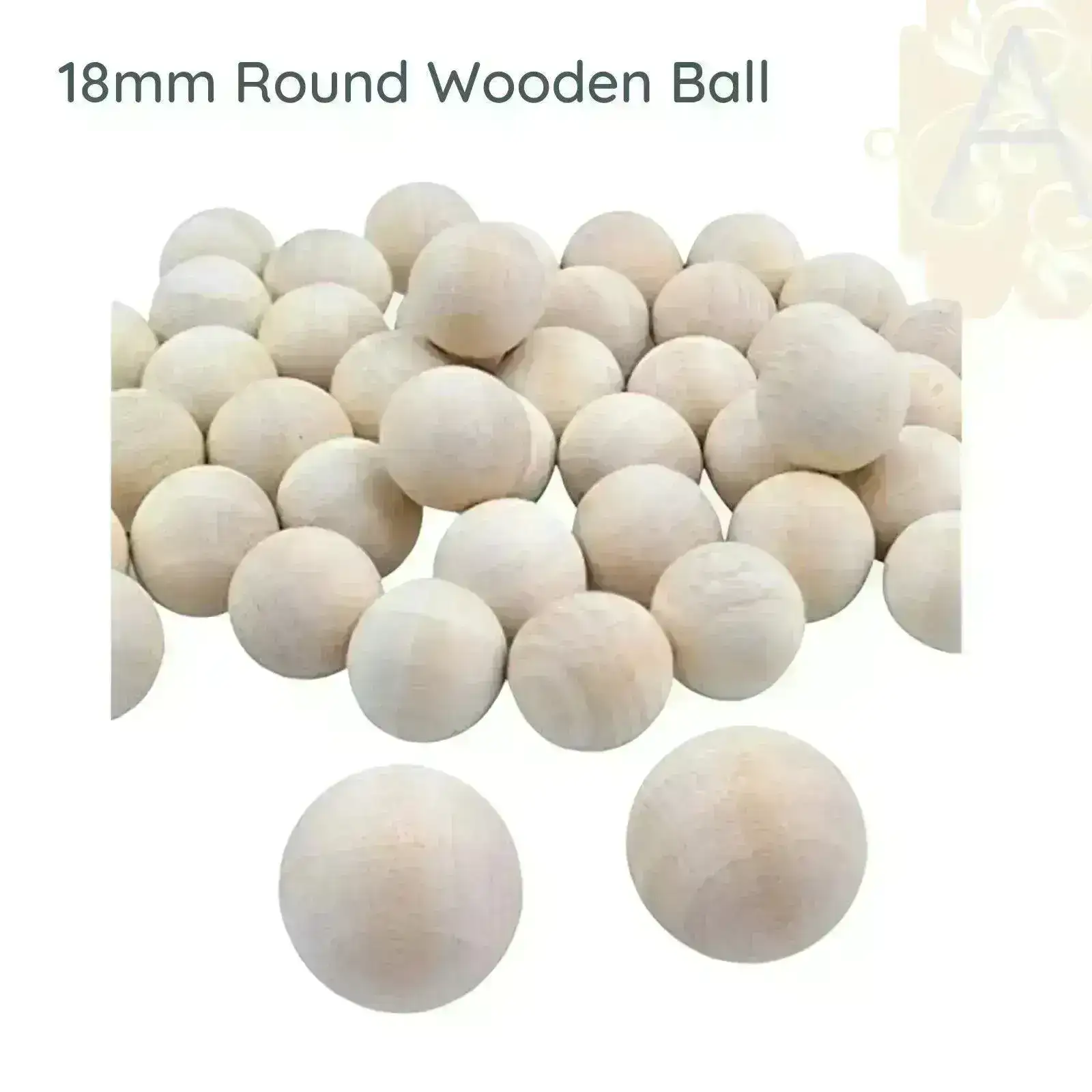 18mm Wood Ball 2 Pieces - Image 2