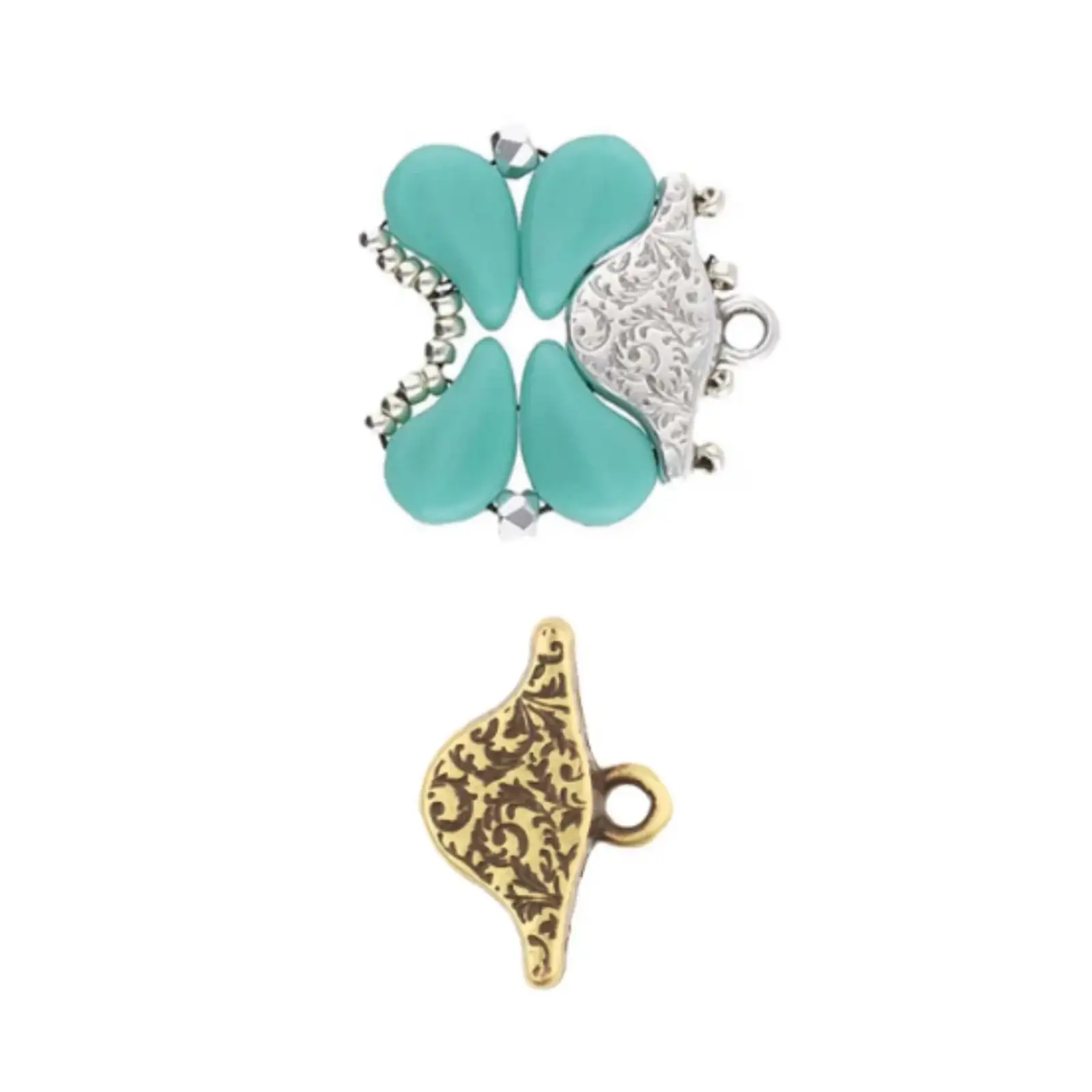 Cymbal Aosa, Paisley Bead Ending or Clasp Connector, 2 Pcs. - Image 4
