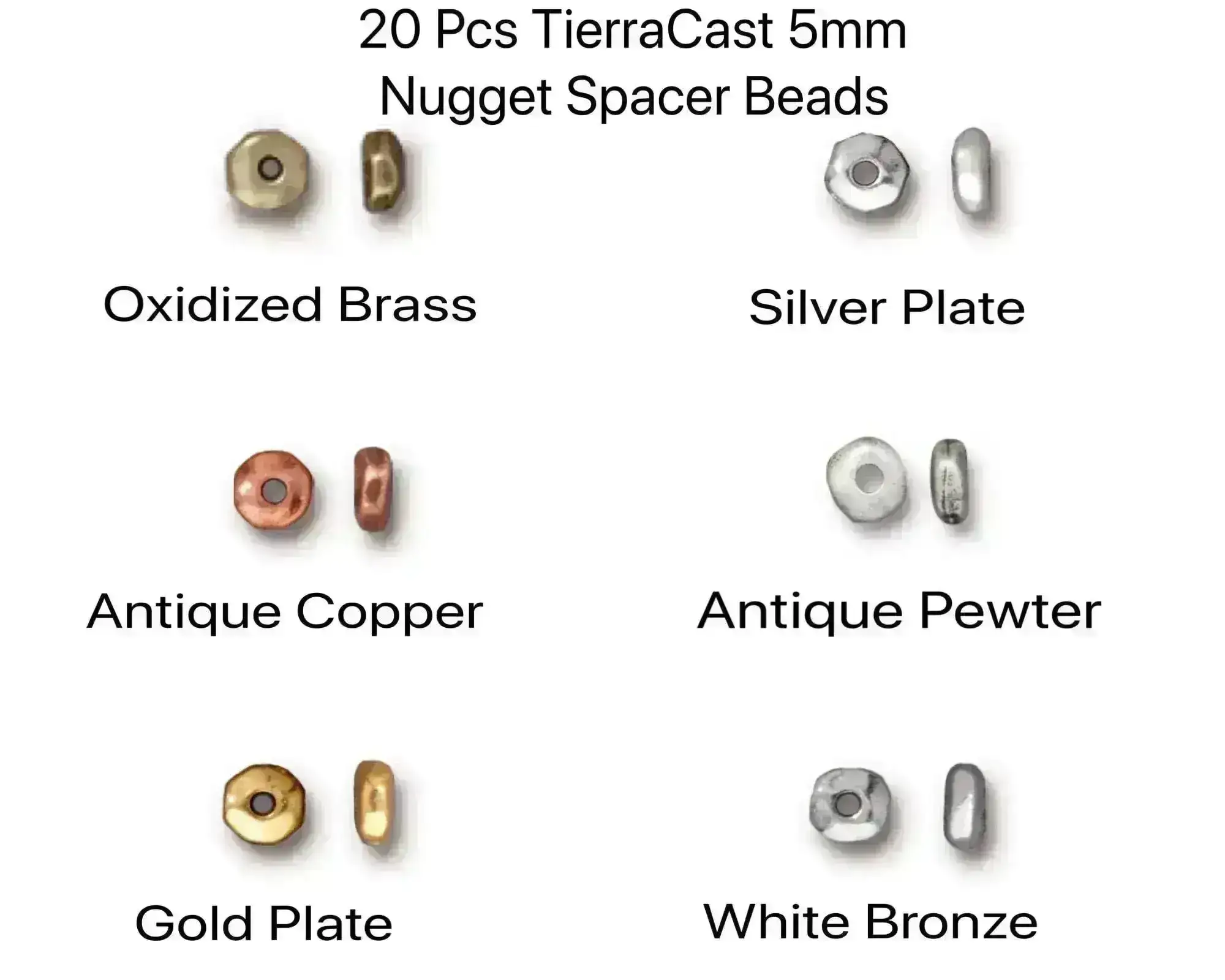 Tierracast Nugget Heishi or Spacer Bead, 5mm, 10 Pcs.