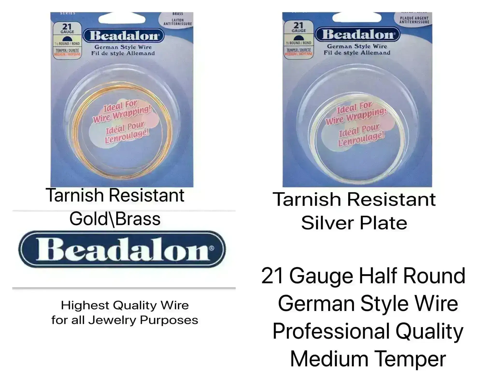 21 Gauge German-Style Half Round Wire in 2 Finishes