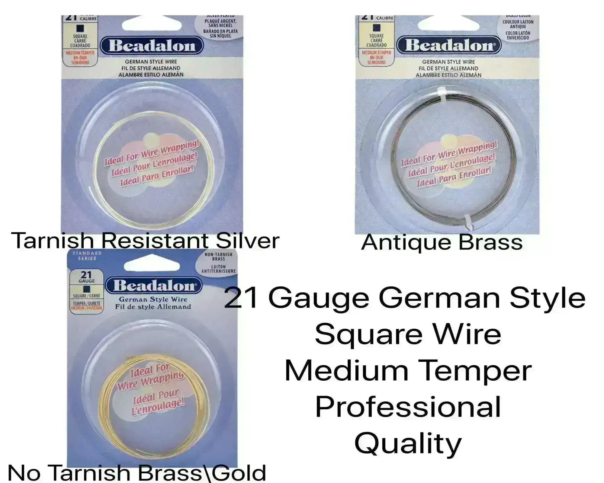 21 Gauge German-Style Square Wire, in 3 Finishes