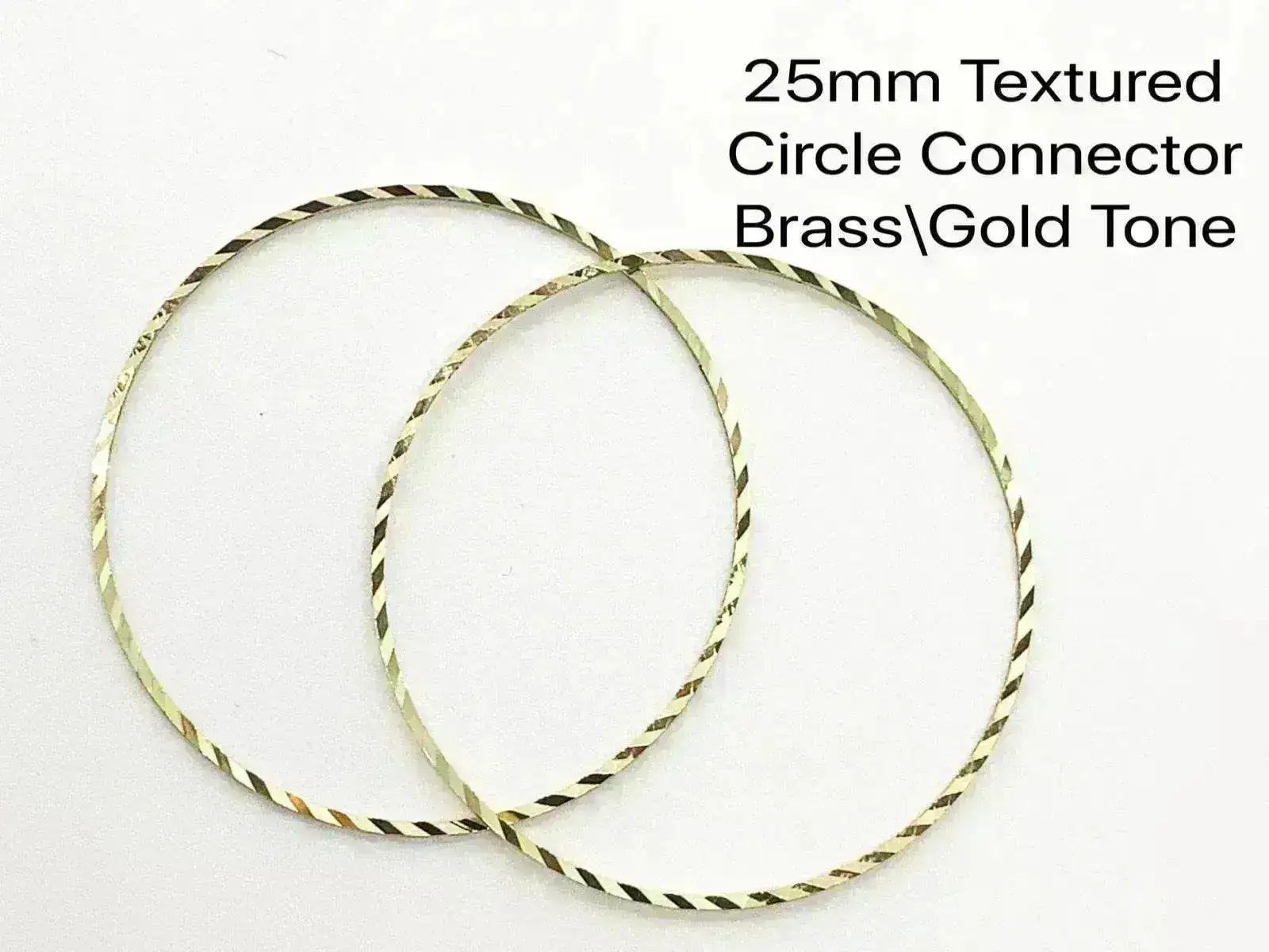 Textured Brass Circle Connectors, 25mm, Brass