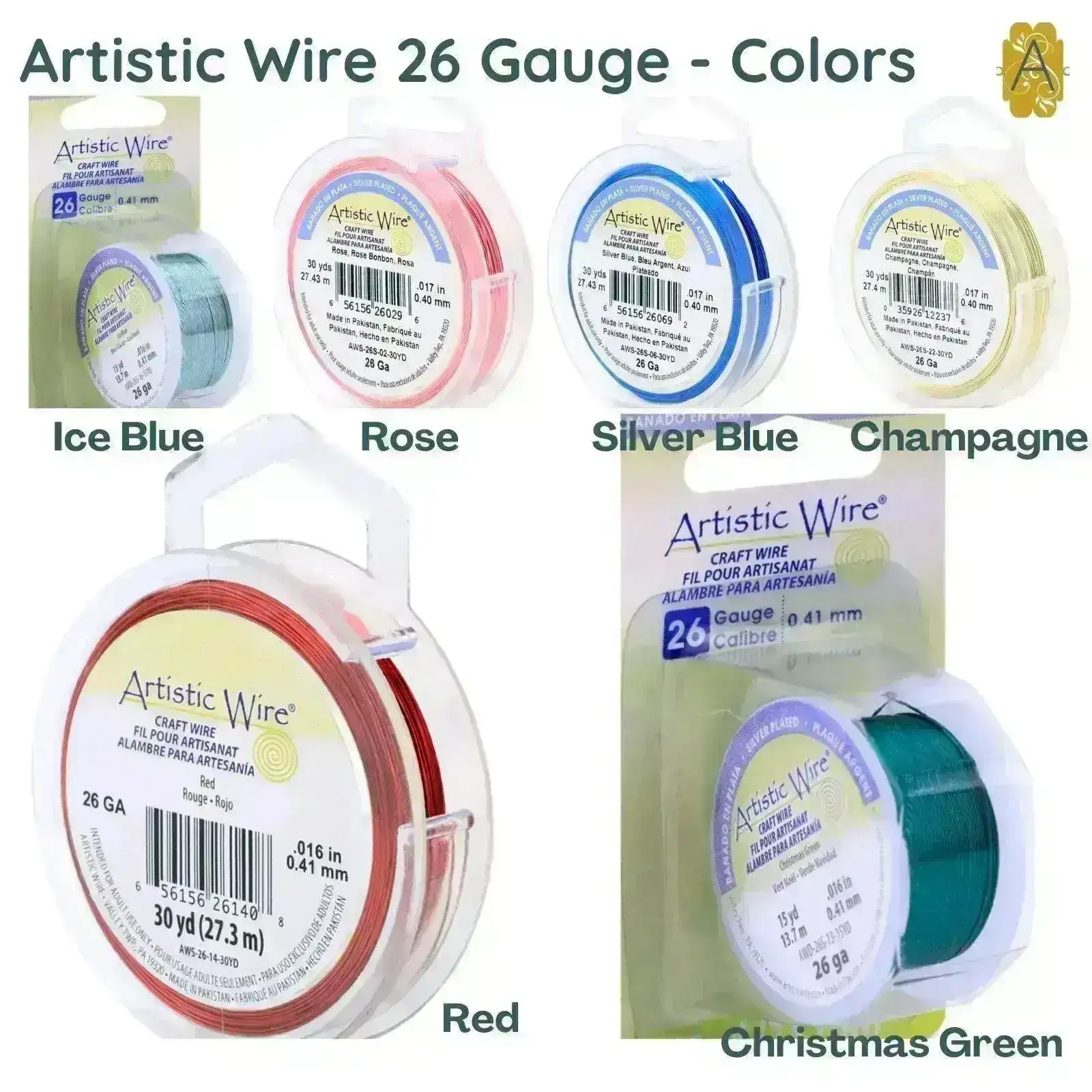 26 Gauge, Artistic Wire, 6 Colors
