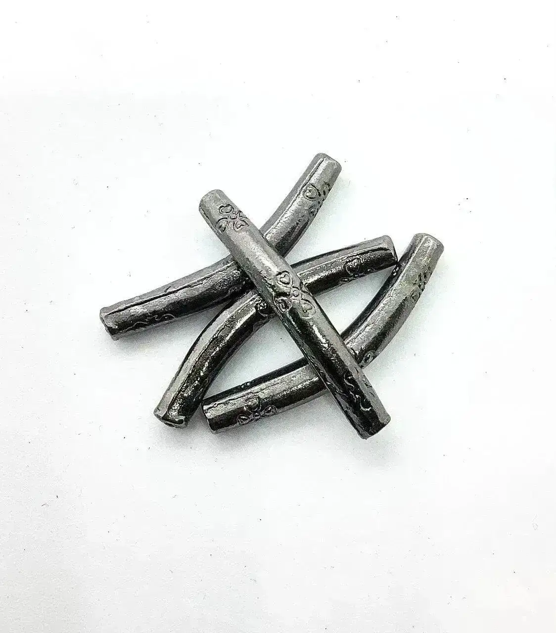 Boho Noodle Tube Spacer, Curved Metal Beads 30mm - Image 2