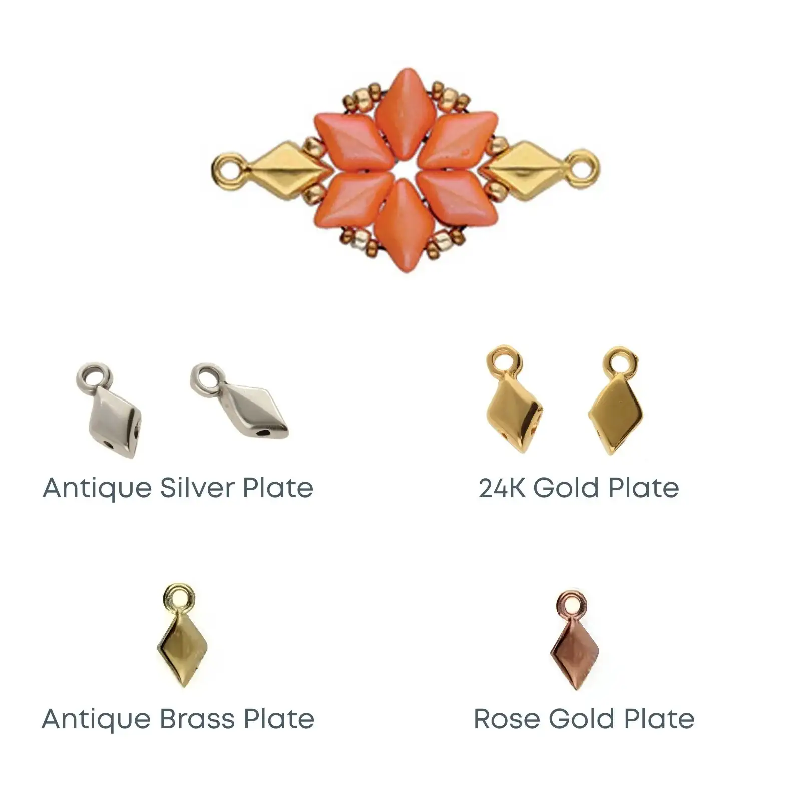Cymbal Sykia Gemduo Bead Endings or Connectors, 4 Pcs.