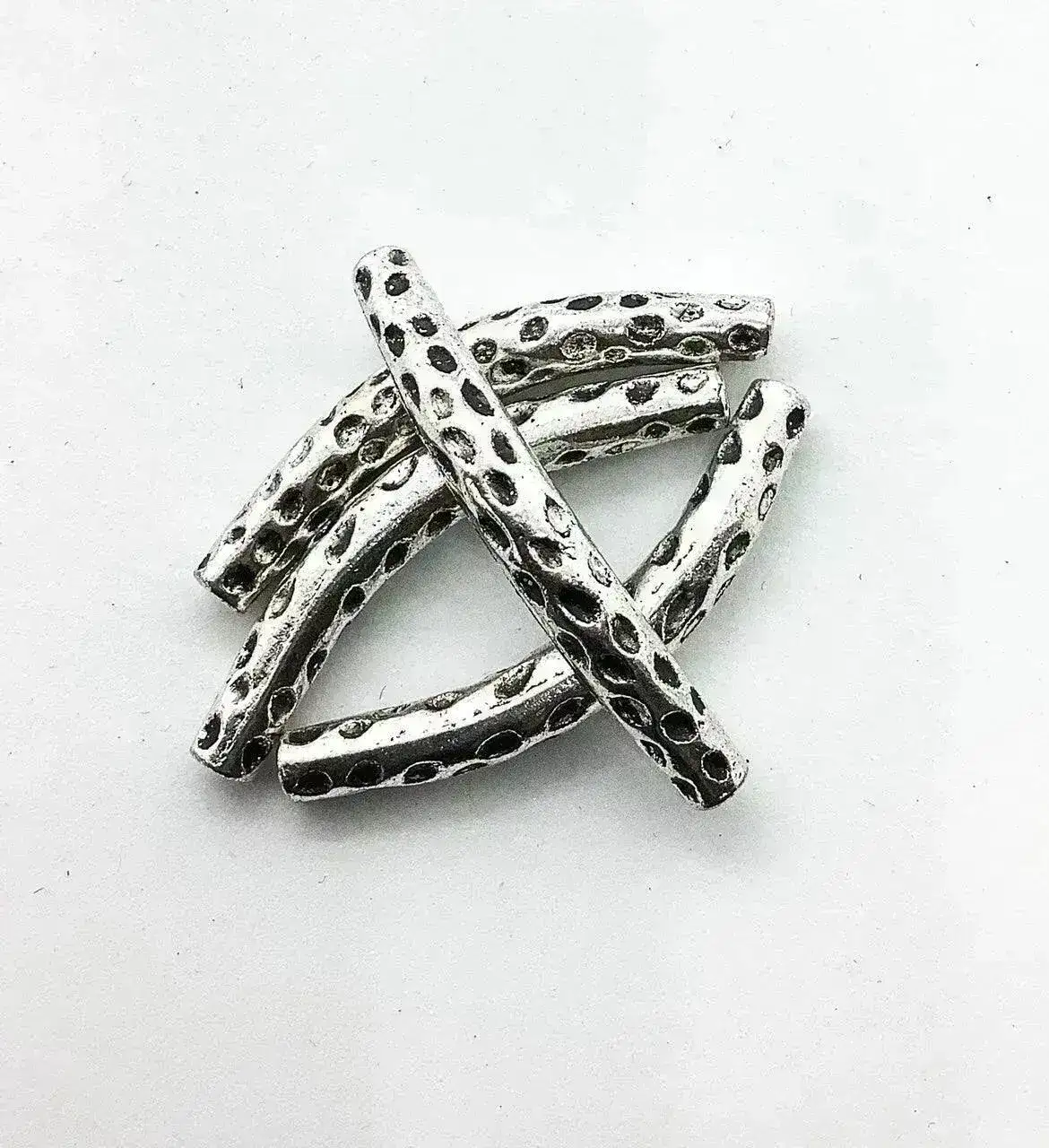 Leopard Noodle Tube or Spacer, Curved Metal Beads
