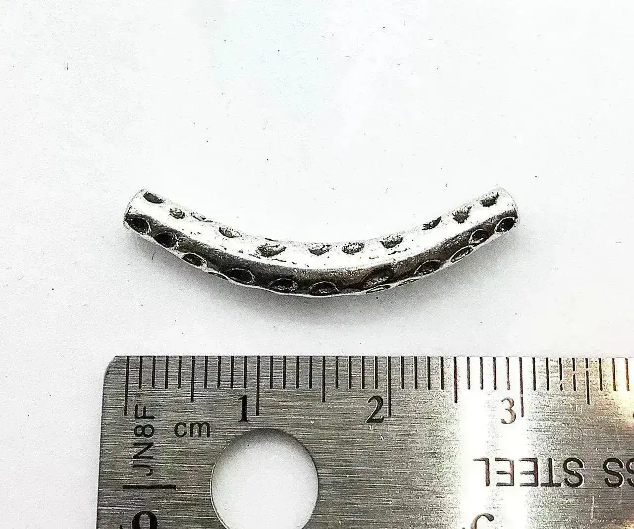 Leopard Noodle Tube or Spacer, Curved Metal Beads - Image 2