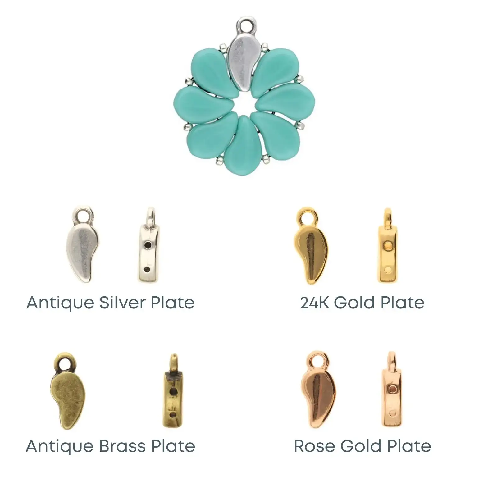 Cymbal Mamaku Paisley Bead Ending or Clasp Connector, 4 Pcs.