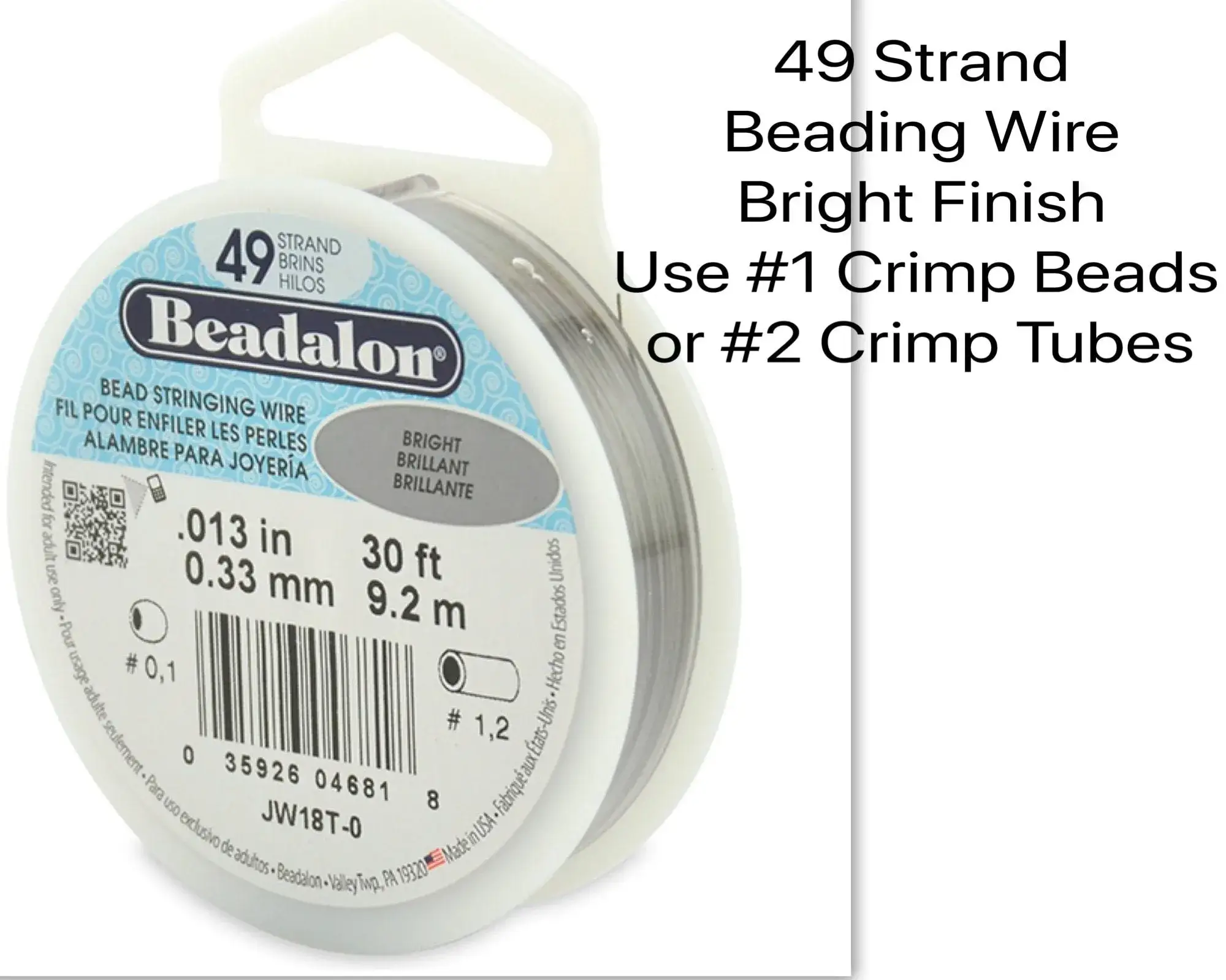49 Strand Beading Wire, .013”, Beadalon, 10 or 30 feet