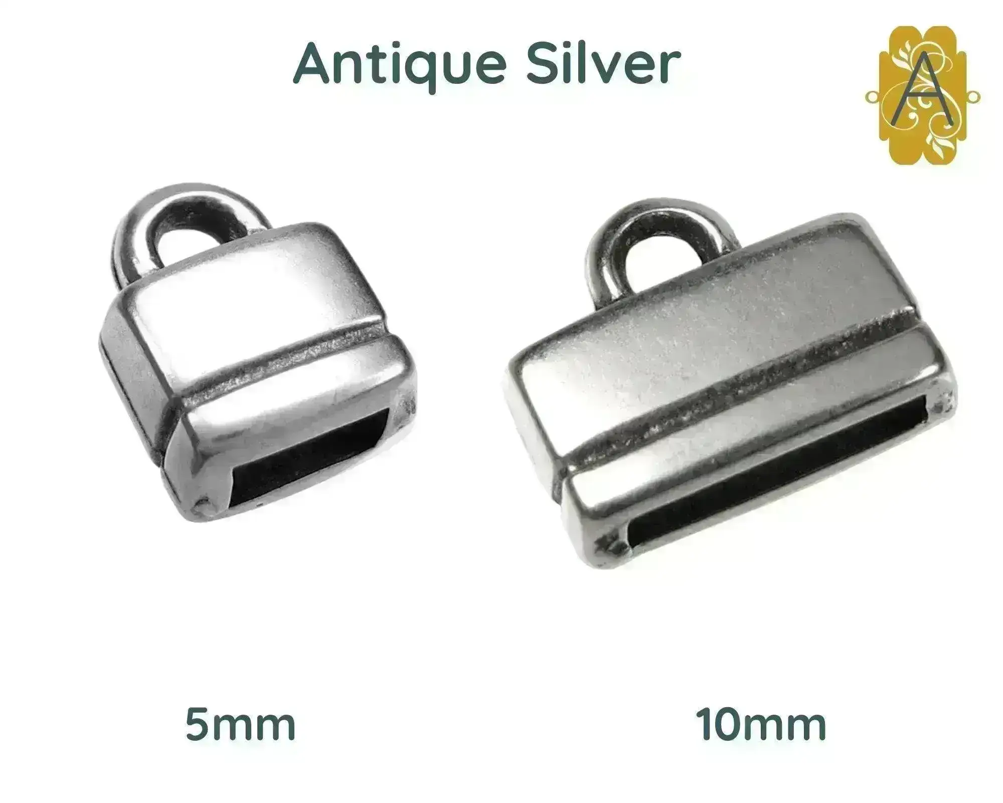 Flat Rectangle Loop Ends for Leather or Cork, 5mm or 10mm, in 4 Finishes - Image 4