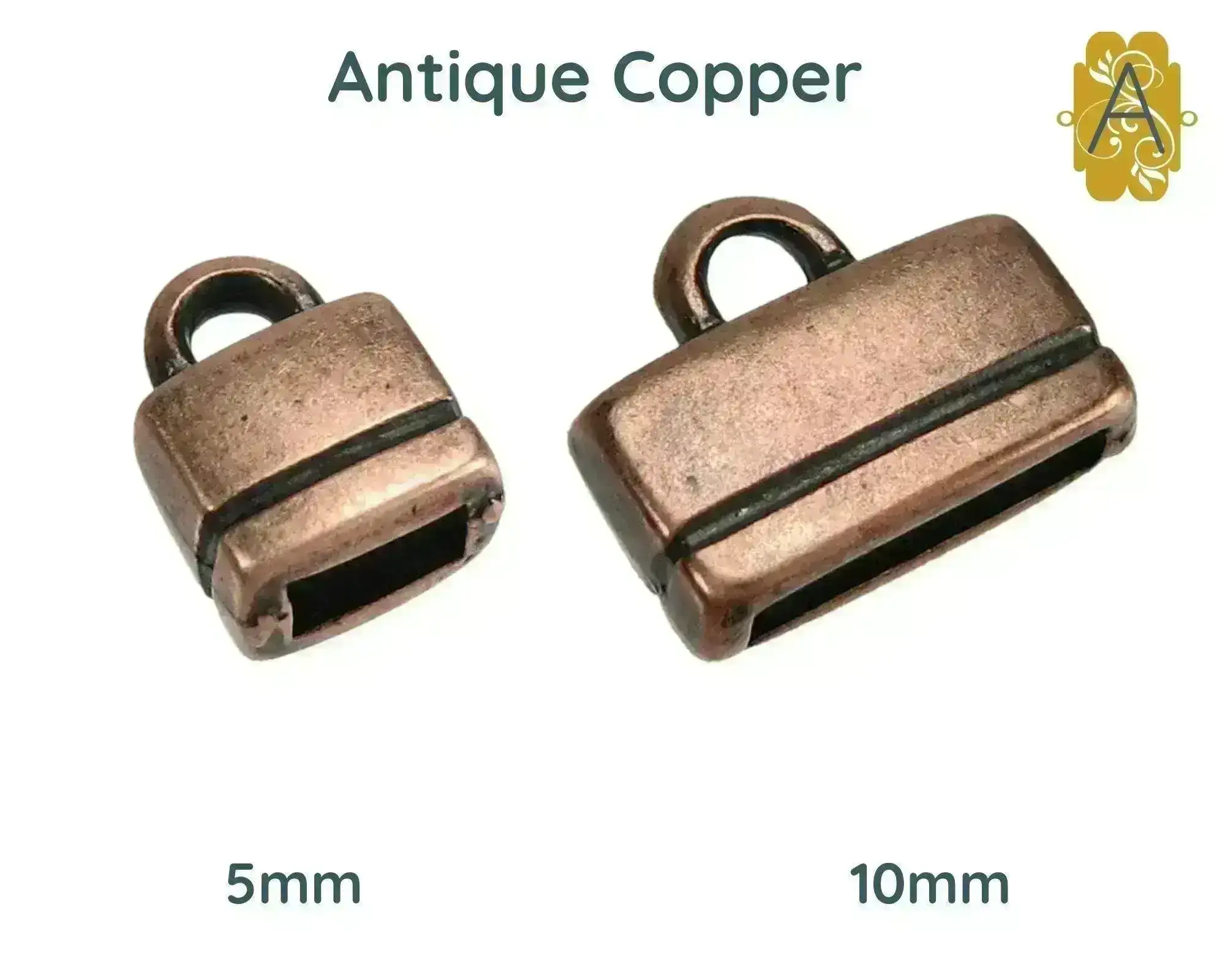 Flat Rectangle Loop Ends for Leather or Cork, 5mm or 10mm, in 4 Finishes - Image 5