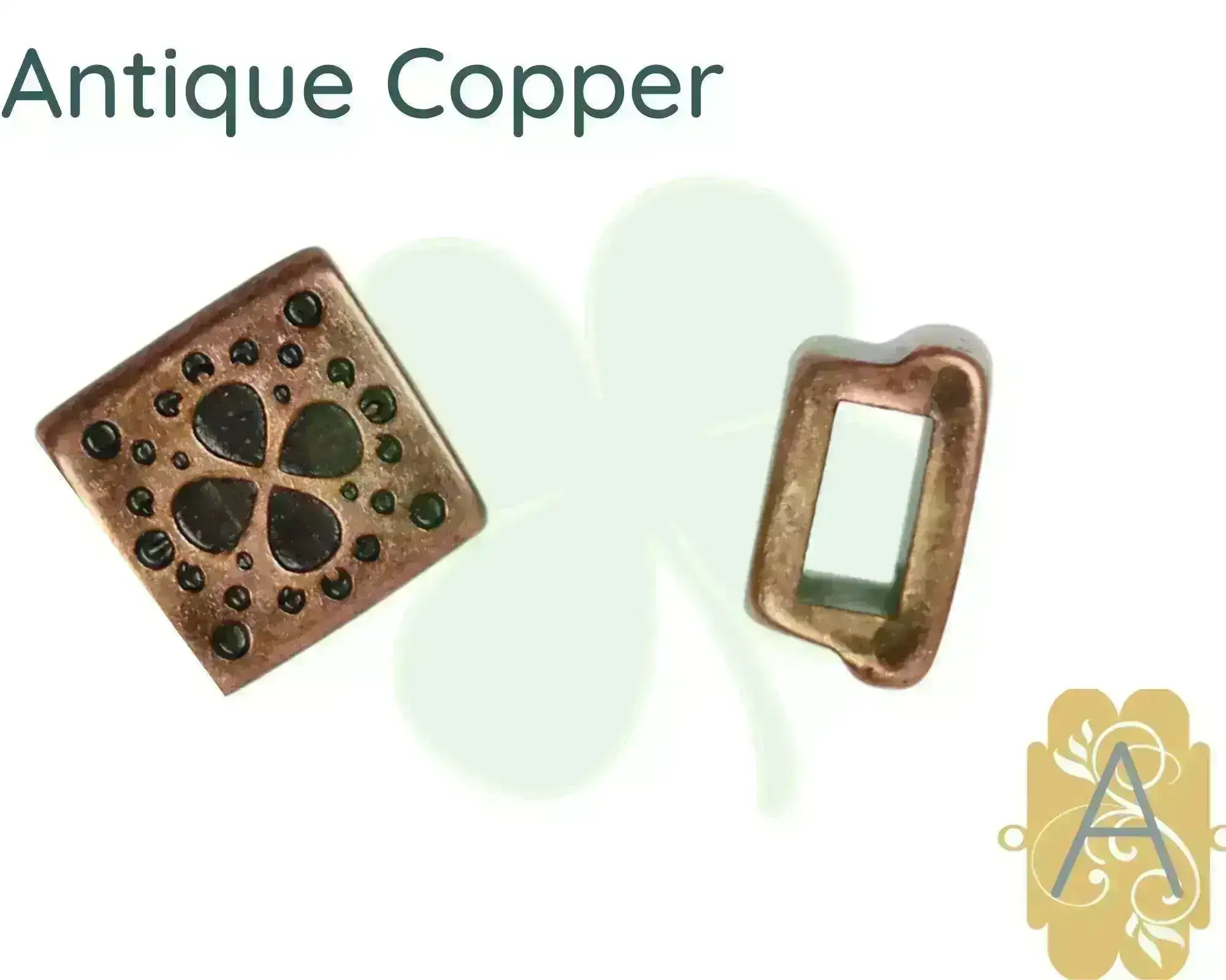 Clover Square Sliders for Leather or Cork, 5mm, in 4 Finishes - Image 4