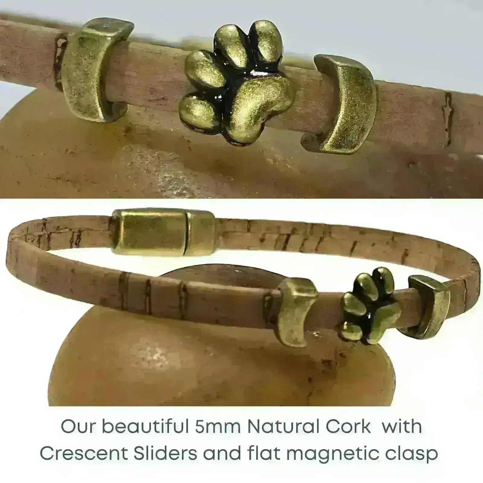 Paw Prints Flat Sliders for Leather or Cork, 5 or 10mm, in 4 Finishes - Image 3