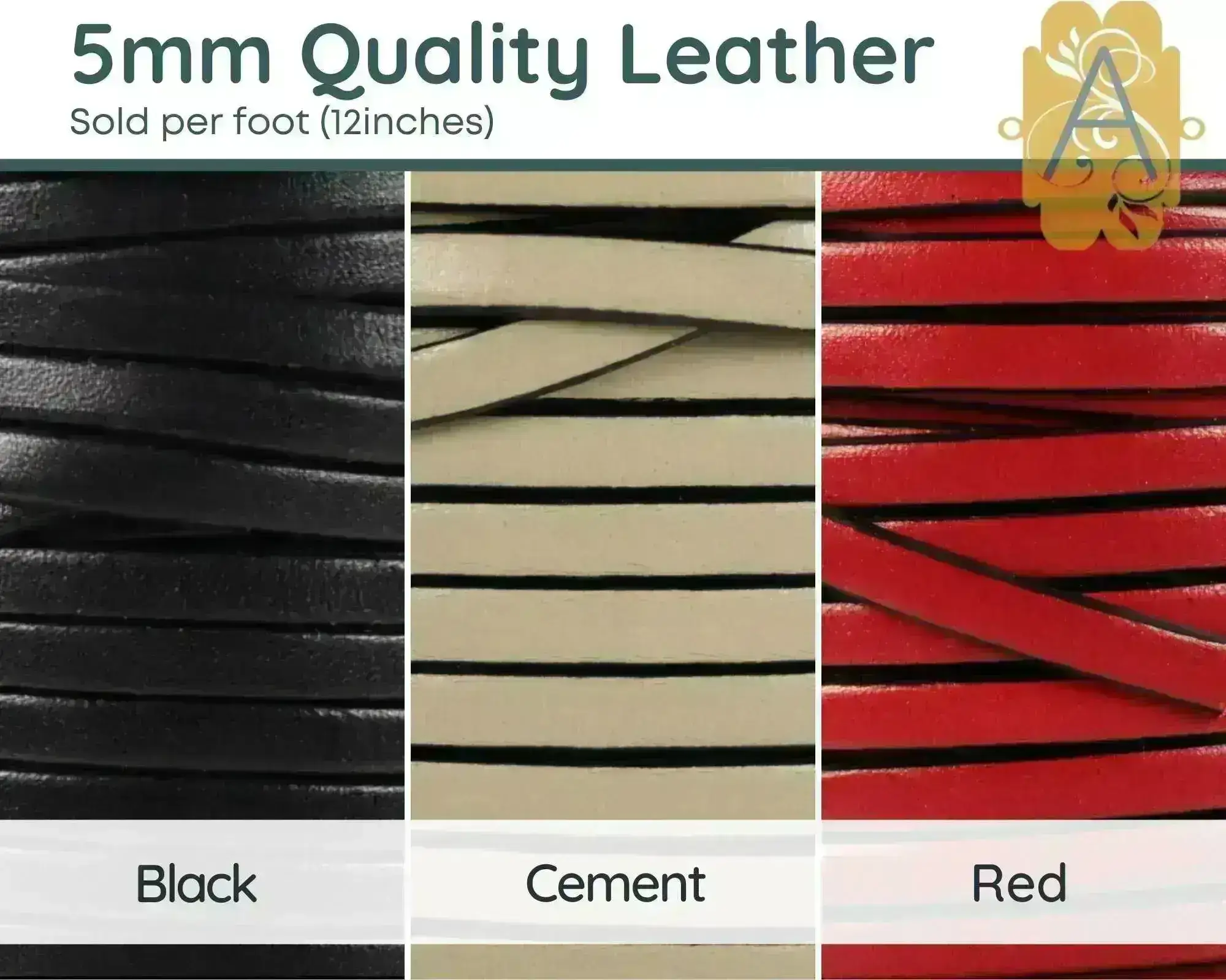 Superior Flat Euro Leather, 5mm, sold per foot , 20 Colors - Image 5