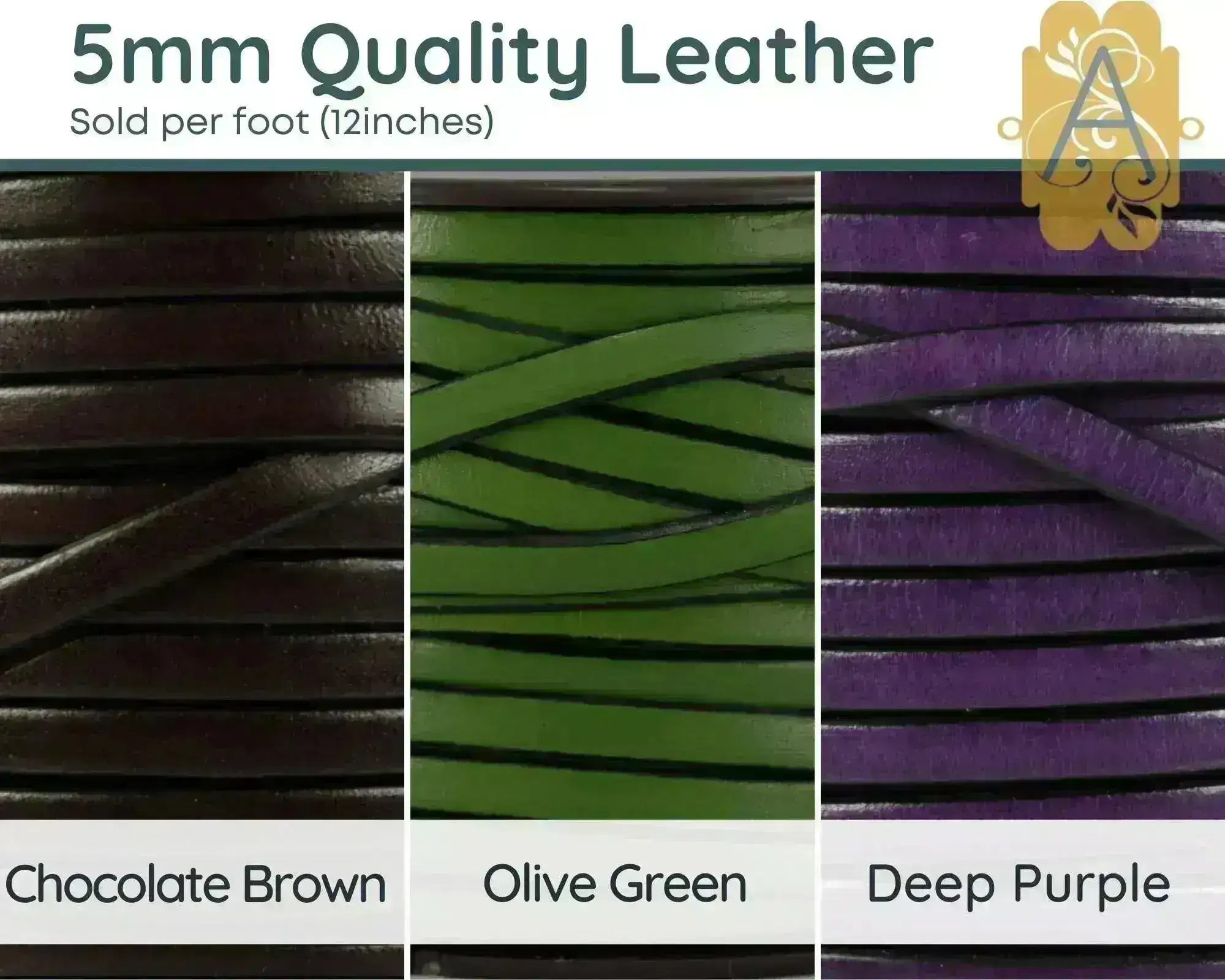 Superior Flat Euro Leather, 5mm, sold per foot , 20 Colors - Image 6