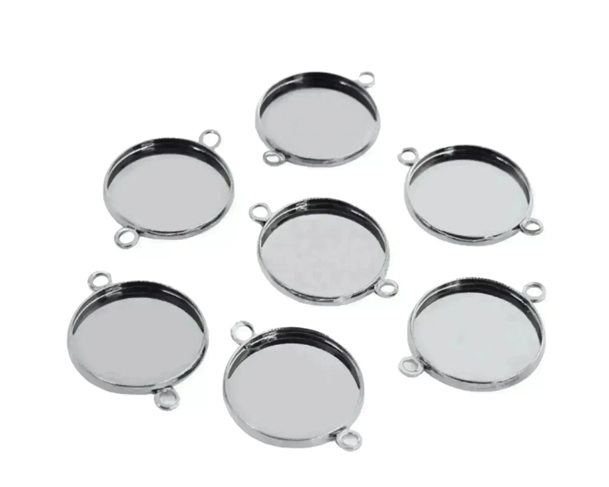 Cabochon Settings or Bezel Cup Connectors, 8mm, Double Loop - Image 10