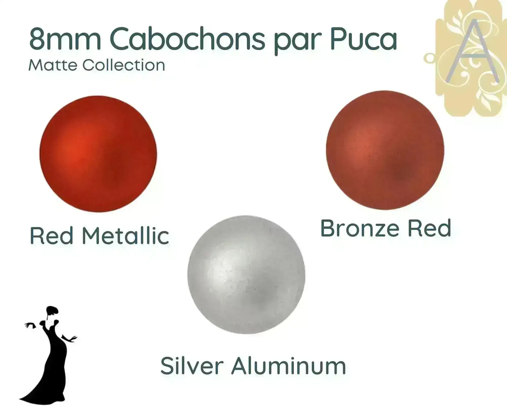 Cabochons par Puca, 8mm, Matte Collection - Image 4