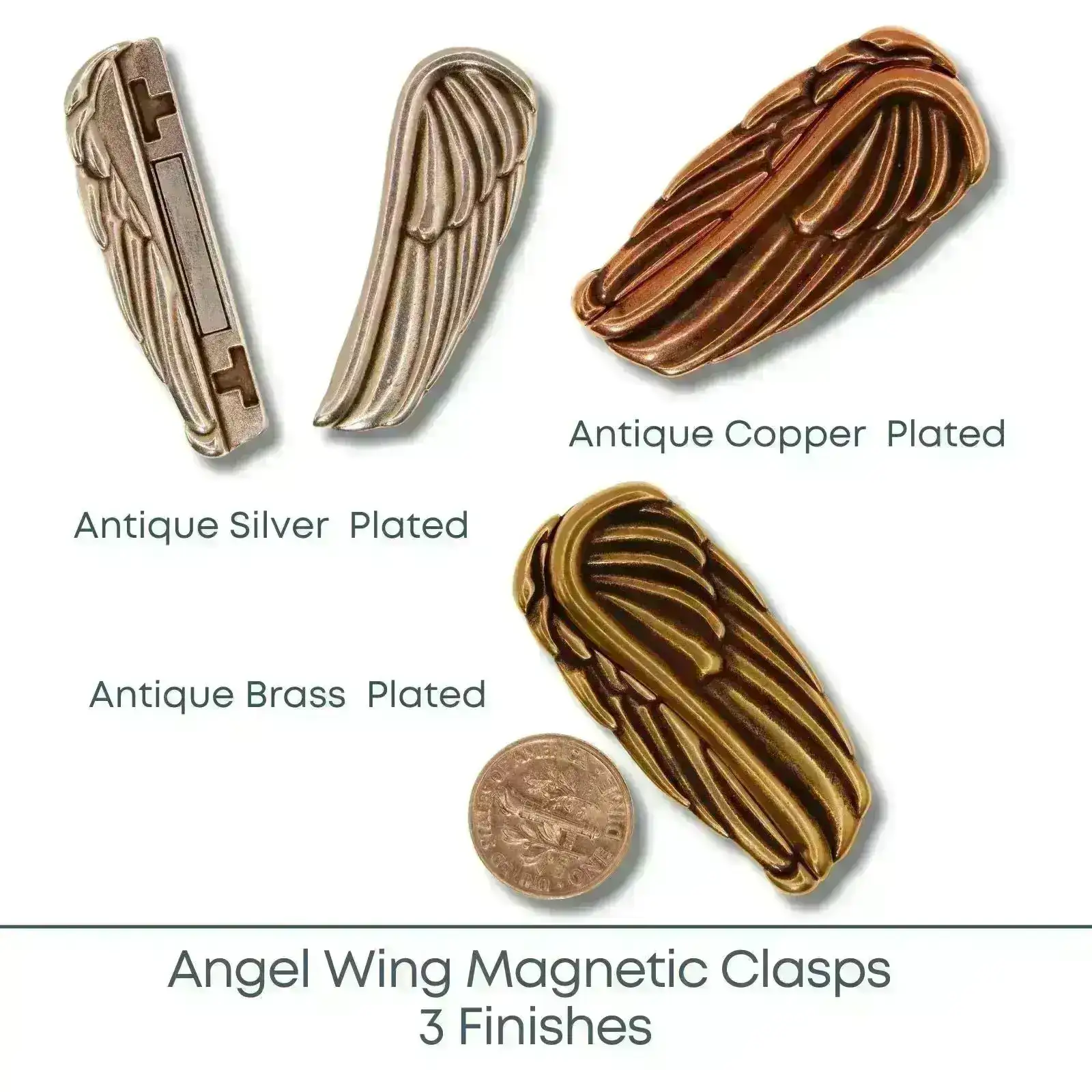 Angel Wing Magnetic Clasp for Leather & Cork in 3 Finishes