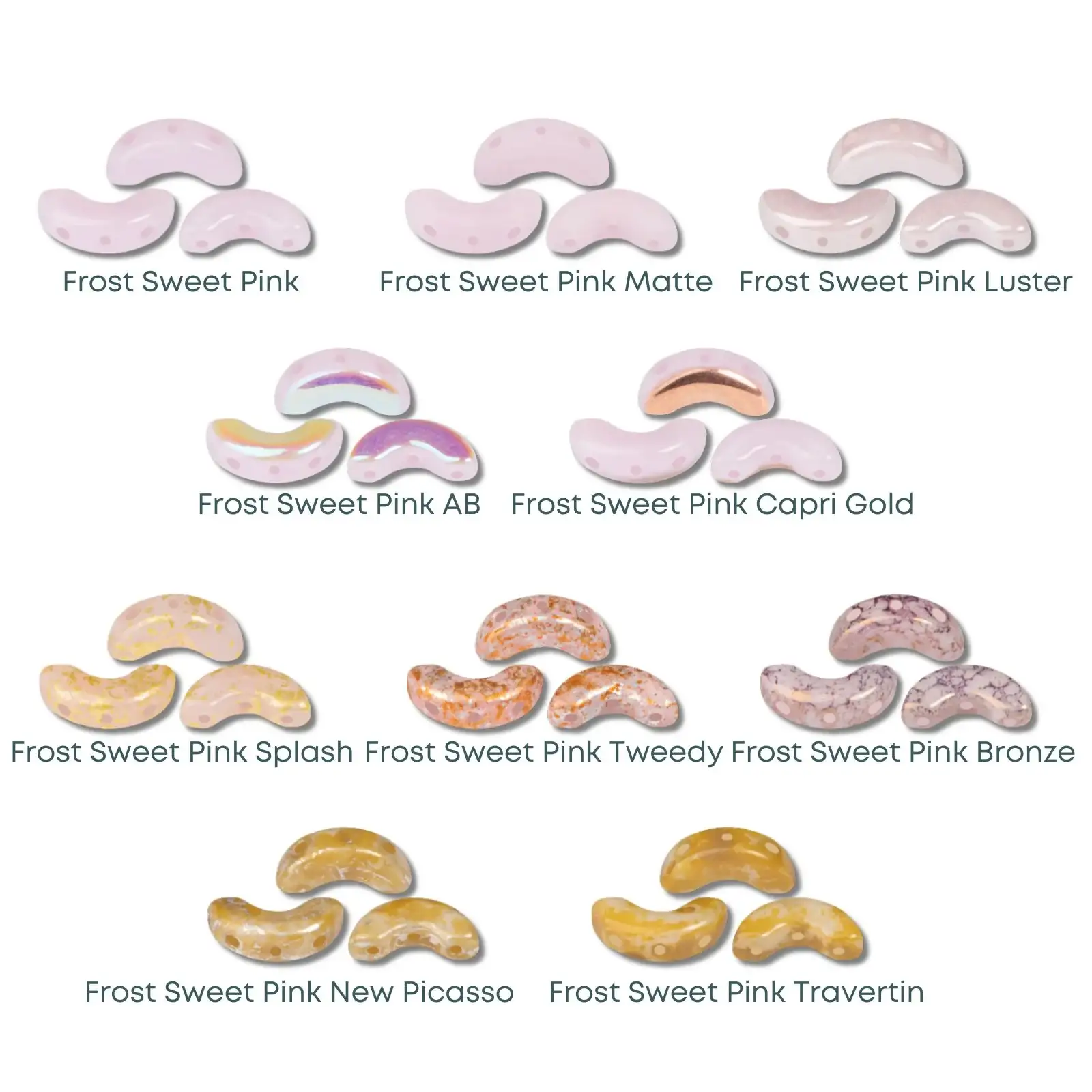 Arcos Beads par Puca, Frost Sweet Pink, 30 Beads & 20g