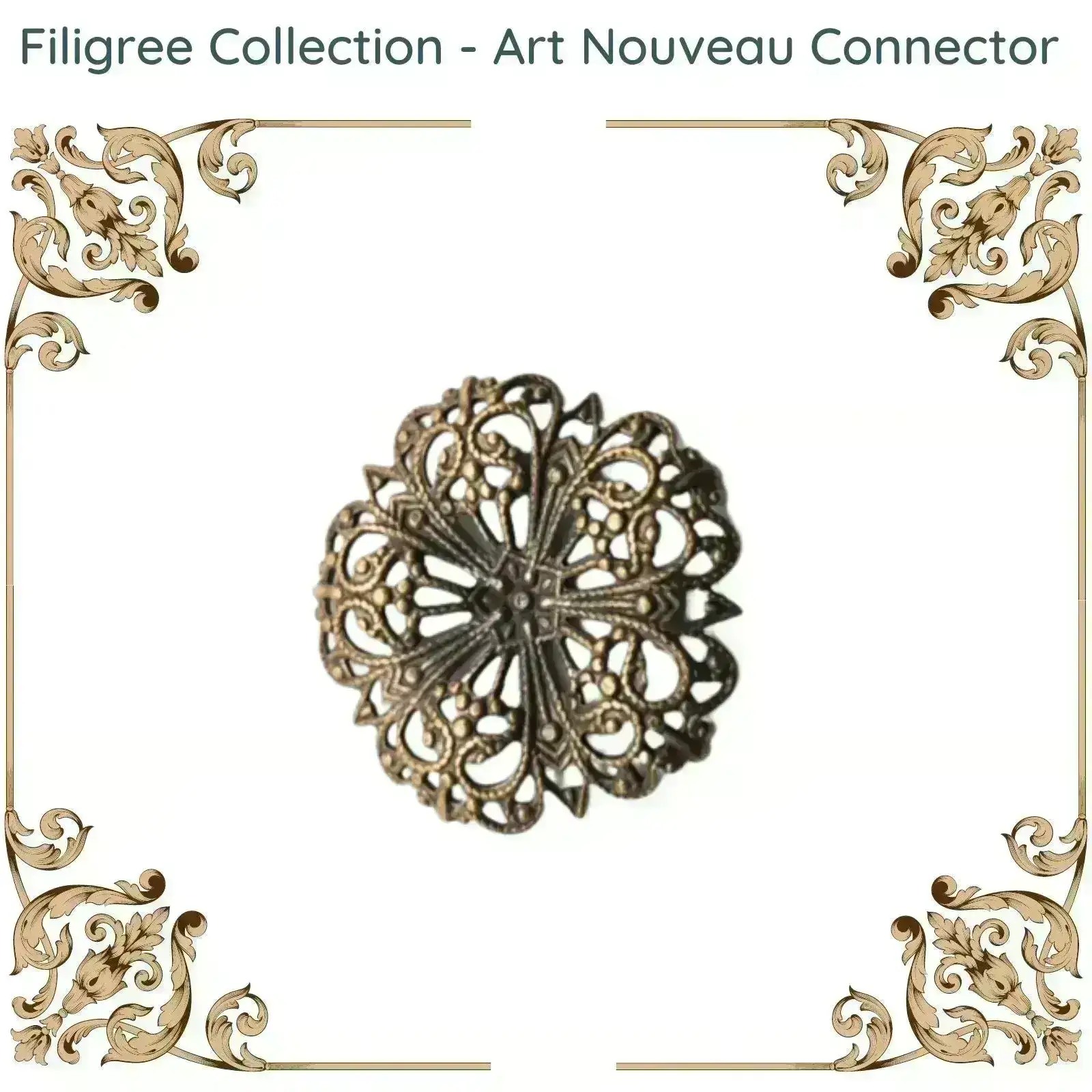 Art Nouveau Connector or Pendant, Filigree Collection, 30mm