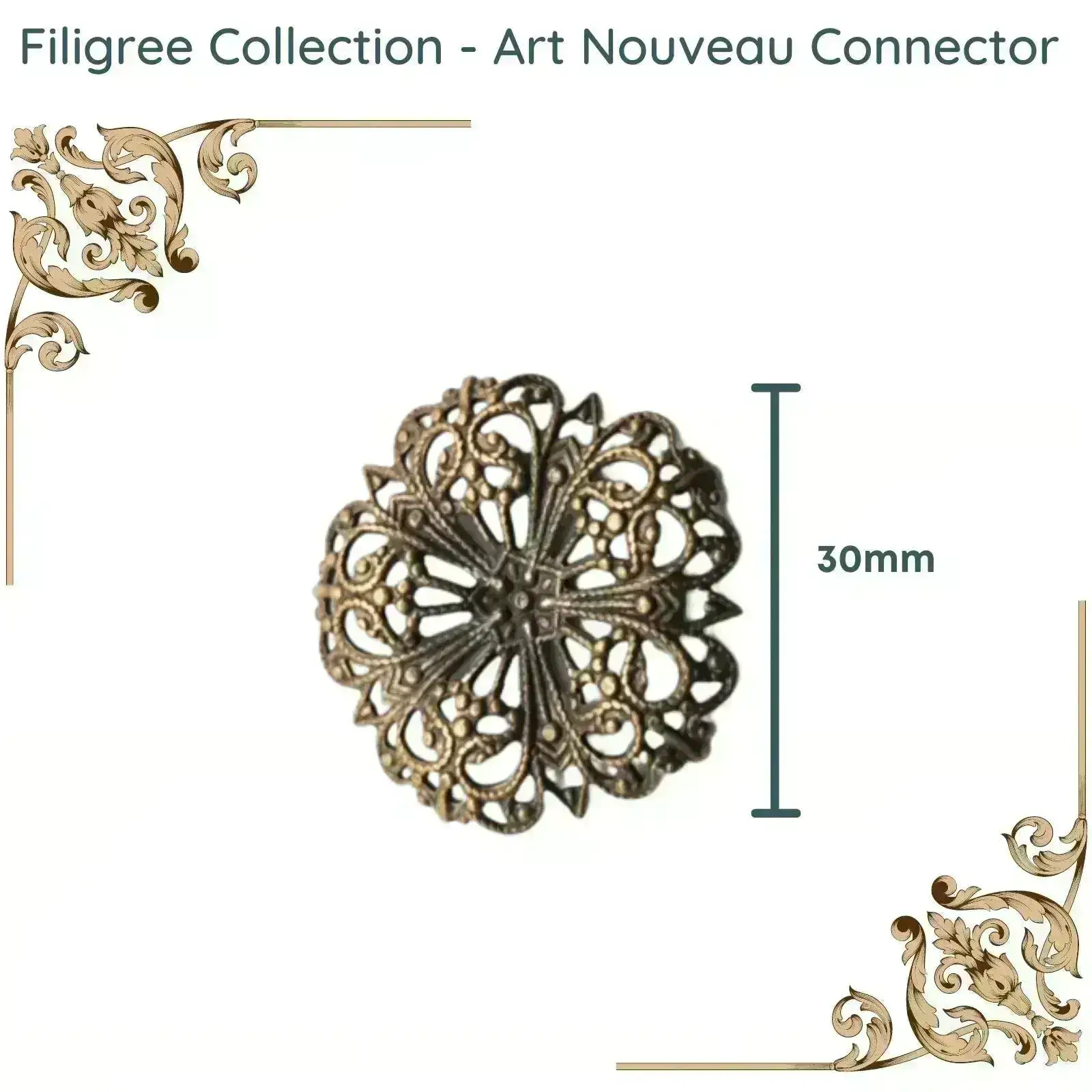 Art Nouveau Connector or Pendant, Filigree Collection, 30mm - Image 2