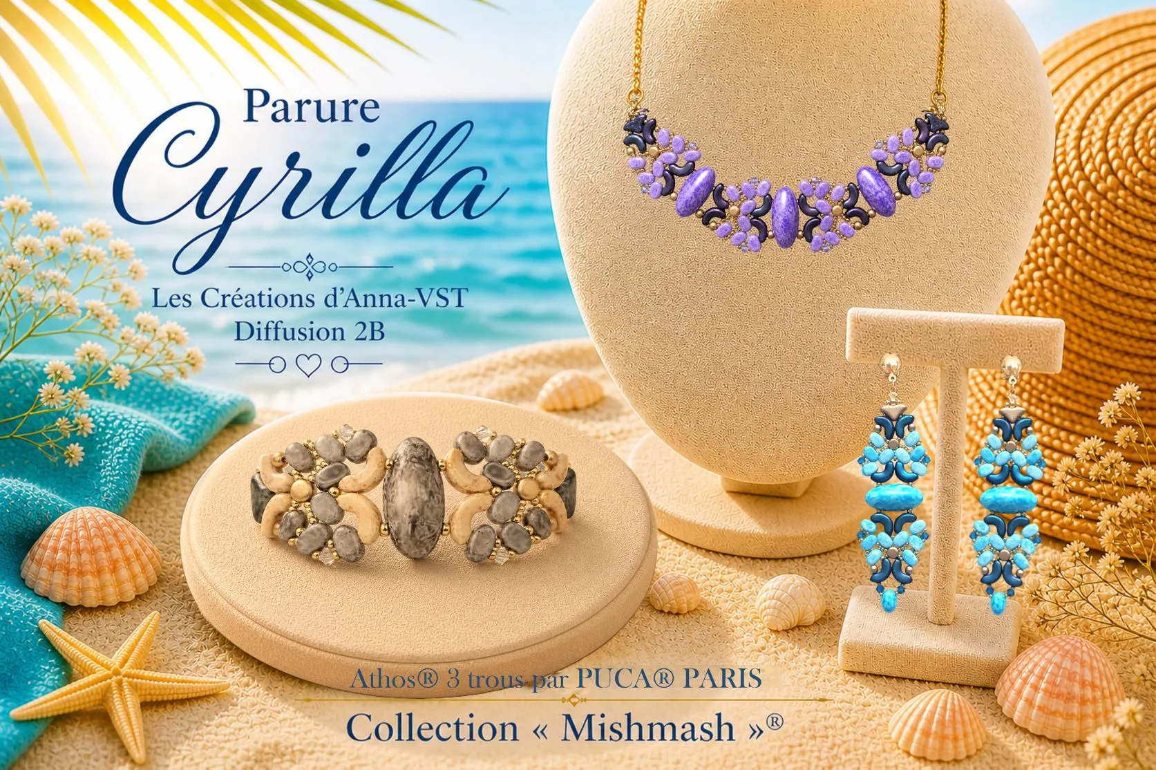 Athos 3-Hole Beads par Puca, Mishmash, 2 pcs & 10pcs - Image 7