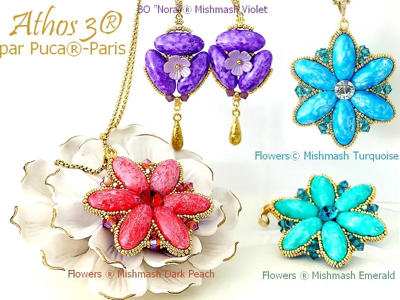 Athos 3-Hole Beads par Puca, Mishmash, 2 pcs & 10pcs - Image 8