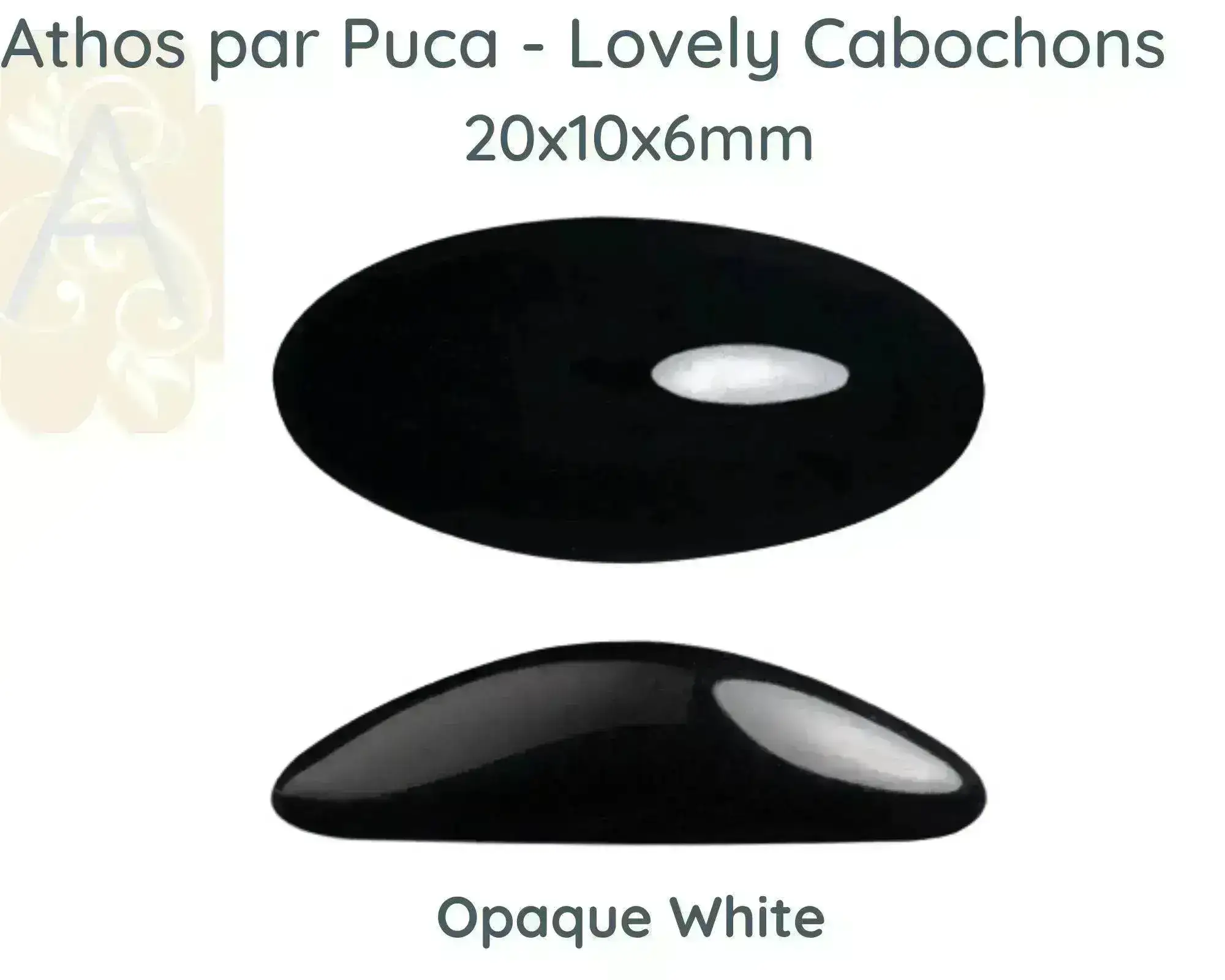 Athos Beads Cabochons par Puca (No Holes), Black & White - Image 5