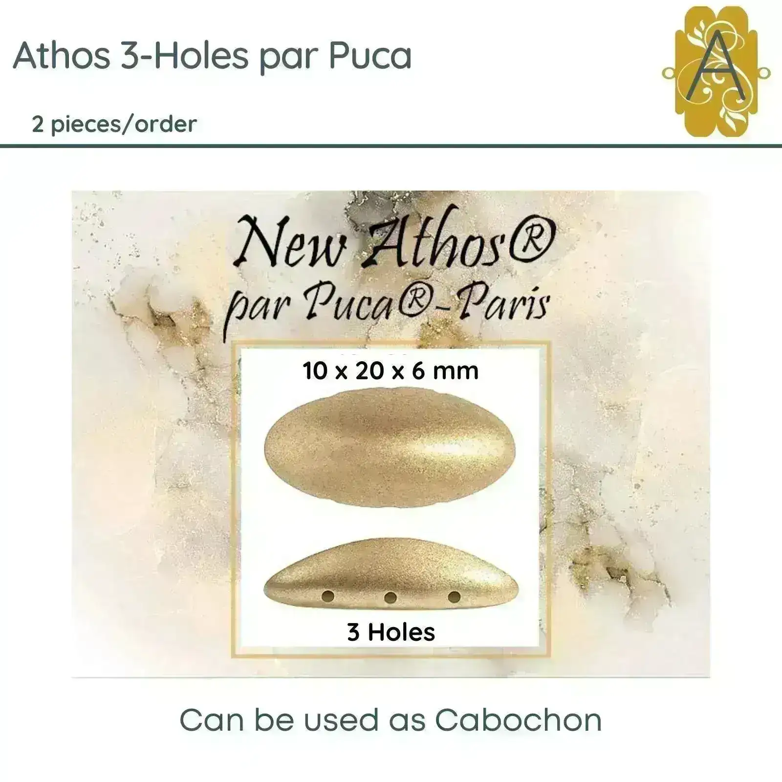 Athos 3-Hole Beads par Puca Beads, Classic - Image 8