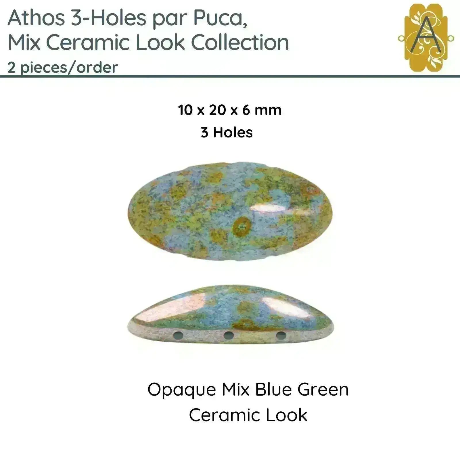 Athos 3-Hole Beads par Puca, Mix Ceramic Look - Image 5