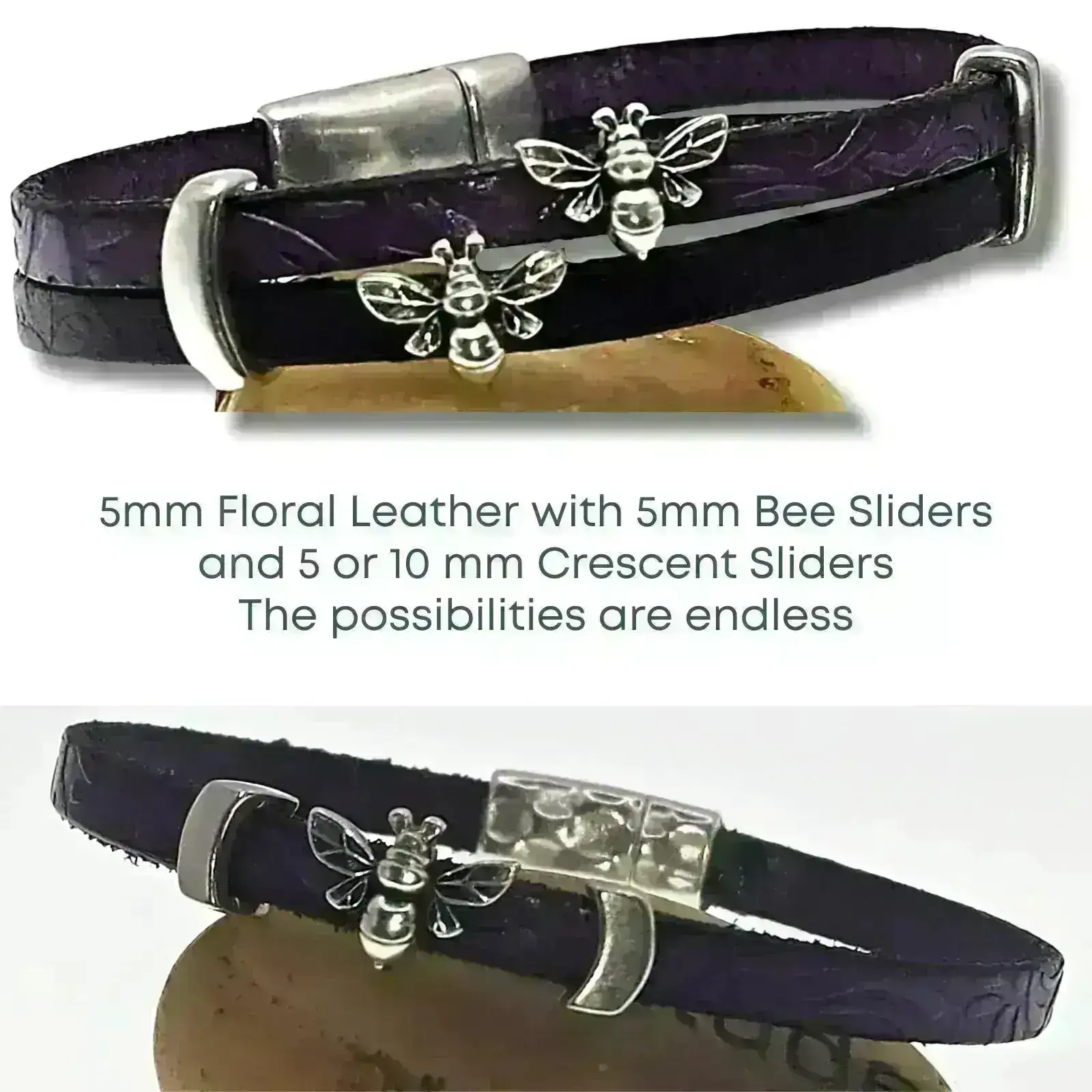 Floral Design Flat Euro Leather, 5mm or 10mm, in 10 Colors - Image 3