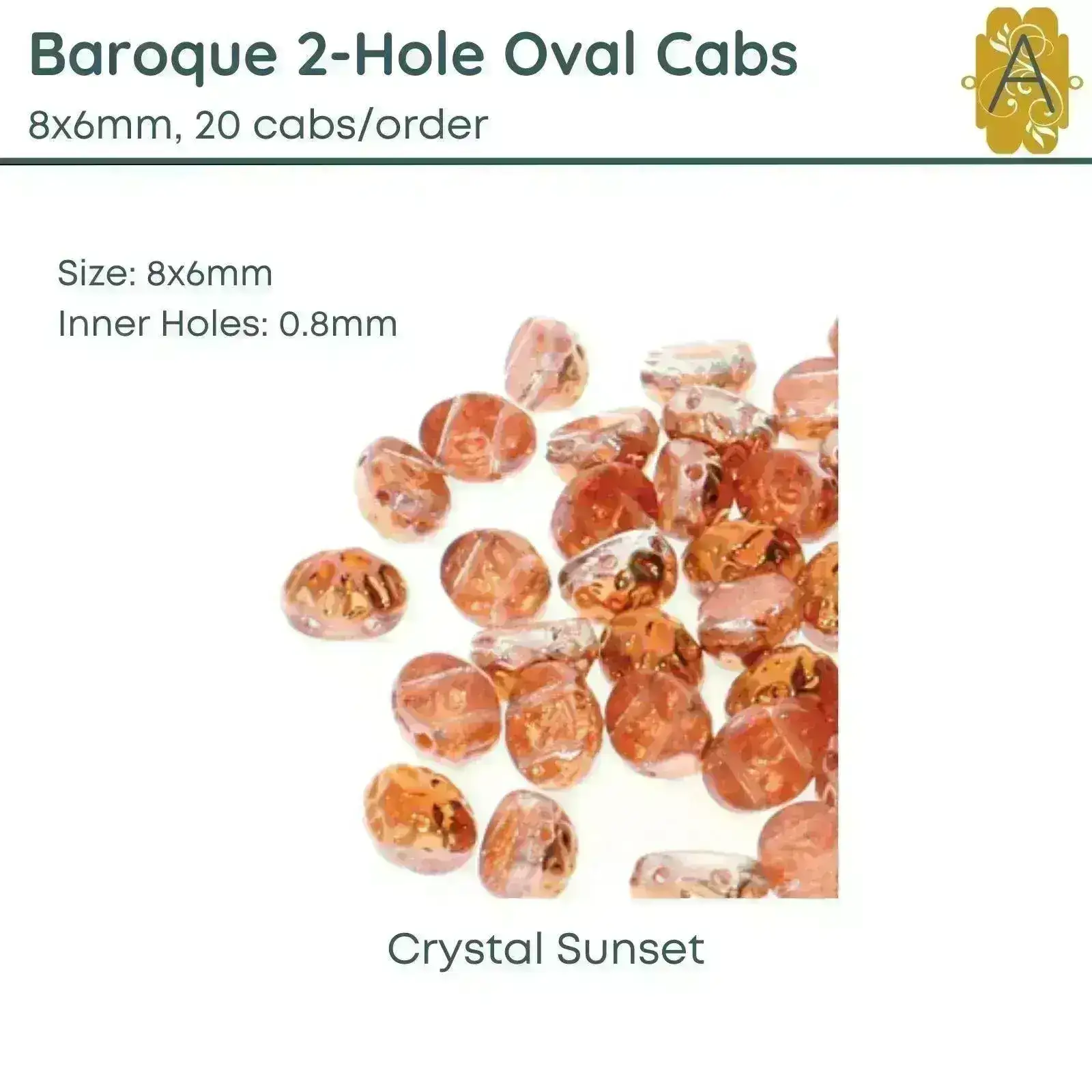 Baroque 2-hole 8x6mm Oval Cabochons, 4 colors - Image 3