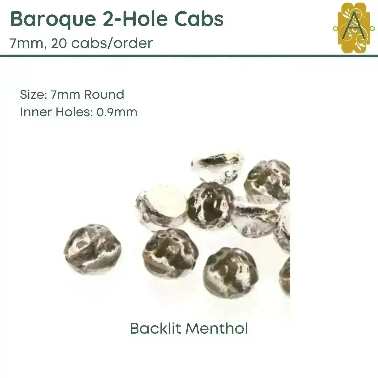 Baroque 7mm Cabochons, Backlit Collection-I, 9 colors - Image 2