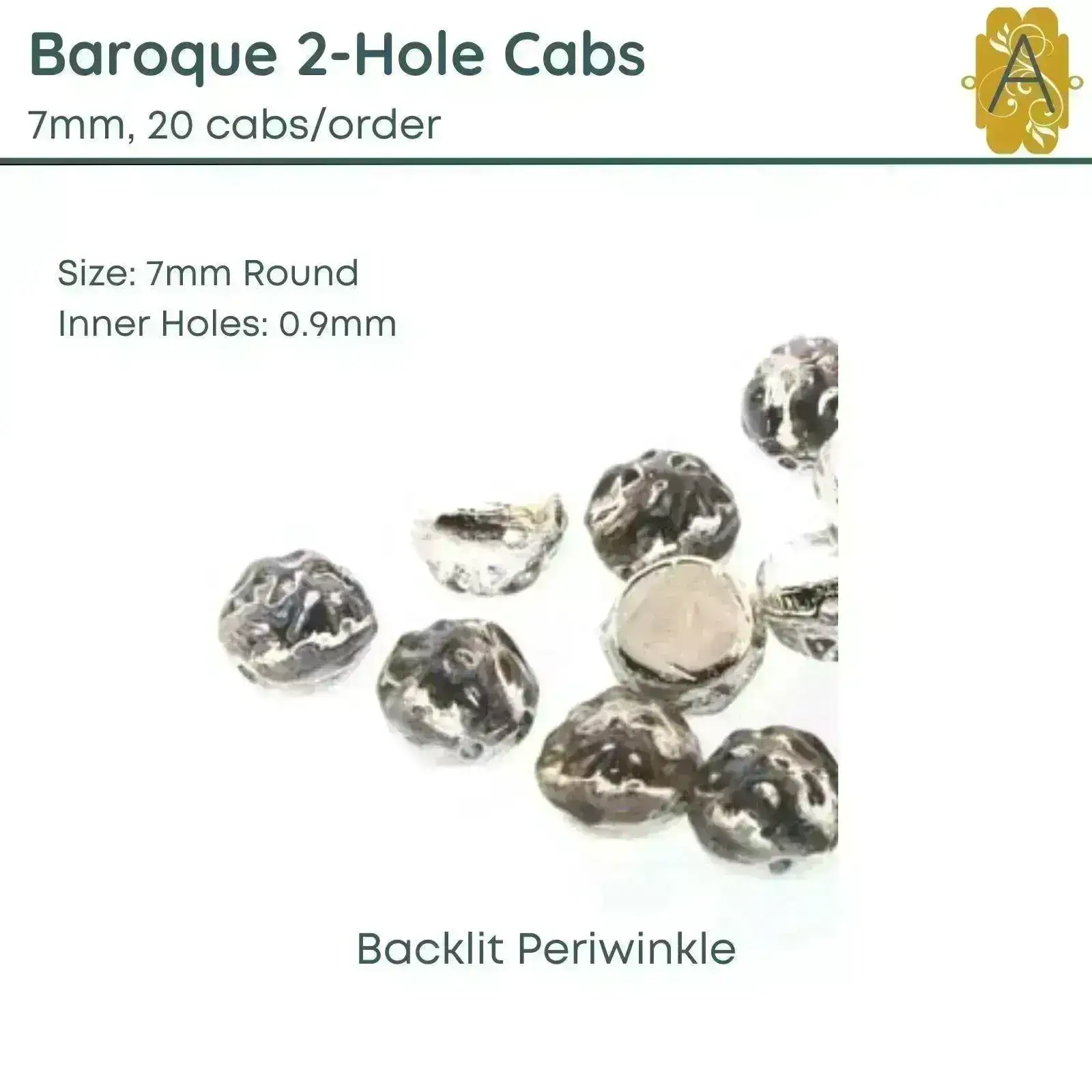 Baroque 7mm Cabochons, Backlit Collection-I, 9 colors - Image 3