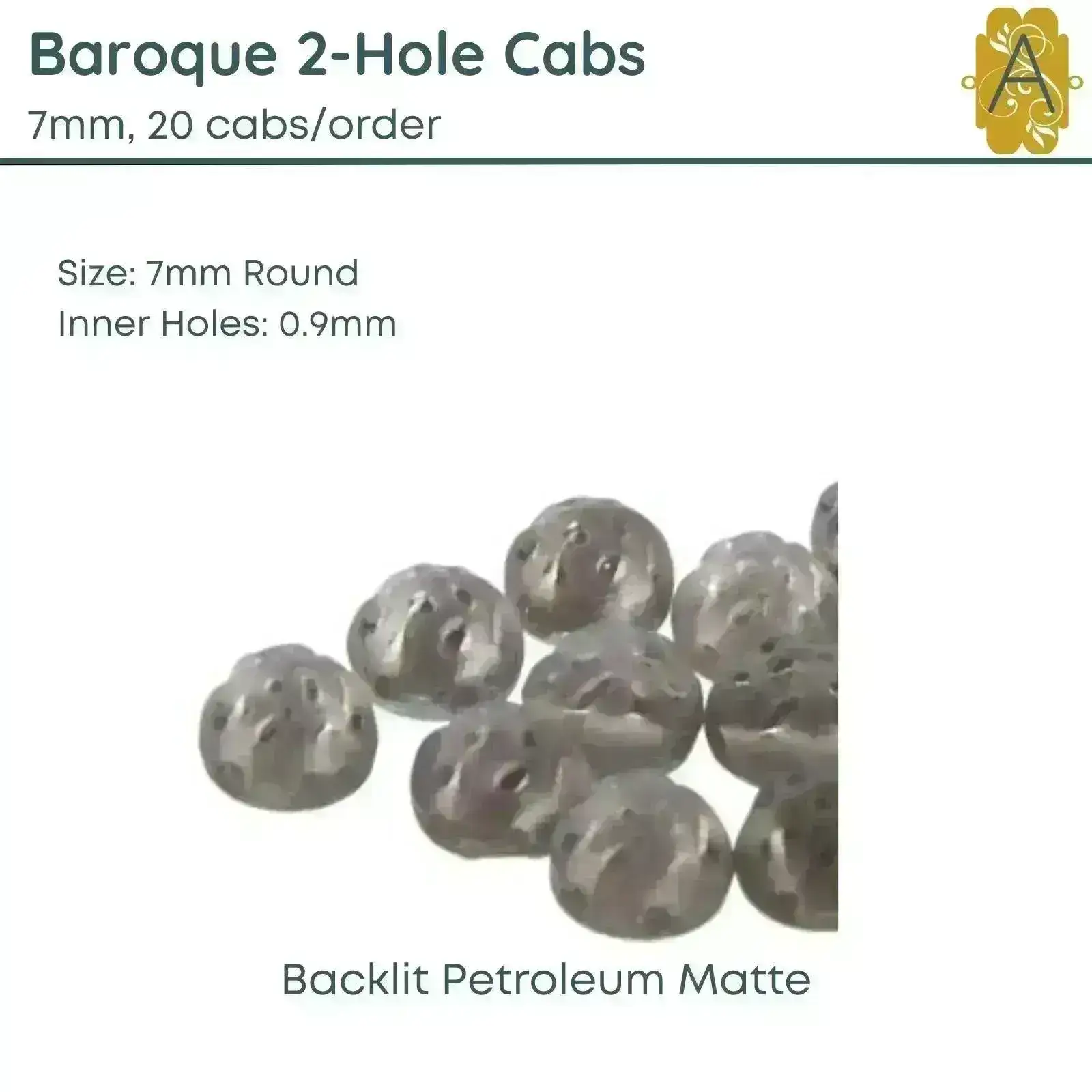 Baroque 7mm Cabochons, Backlit Collection-I, 9 colors - Image 4