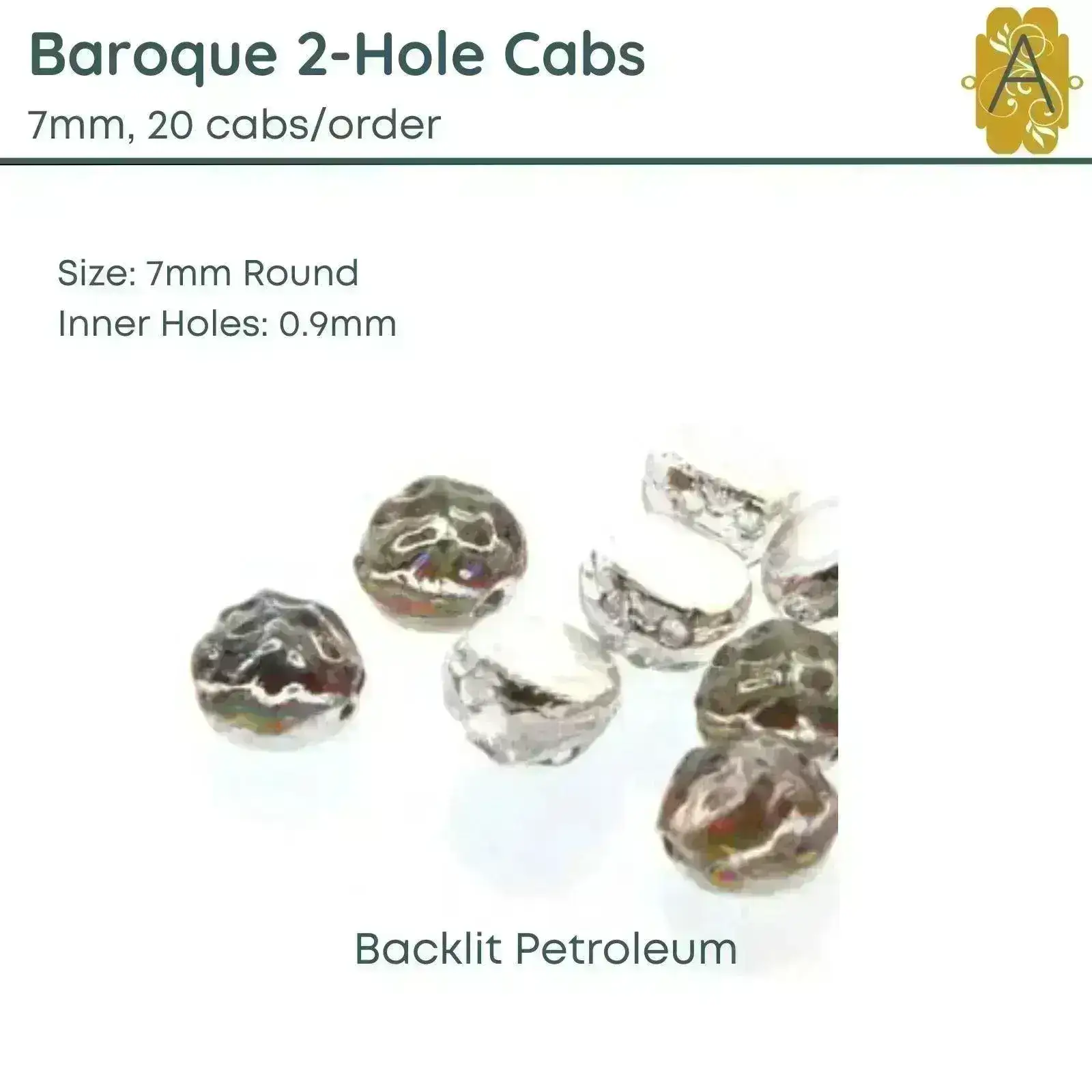 Baroque 7mm Cabochons, Backlit Collection-I, 9 colors - Image 5