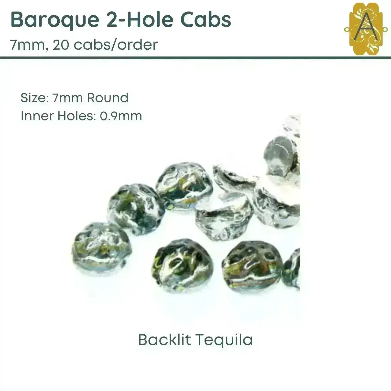 Baroque 7mm Cabochons, Backlit Collection-I, 9 colors - Image 7