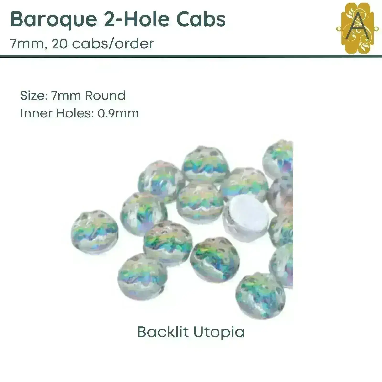 Baroque 7mm Cabochons, Backlit Collection-I, 9 colors - Image 9