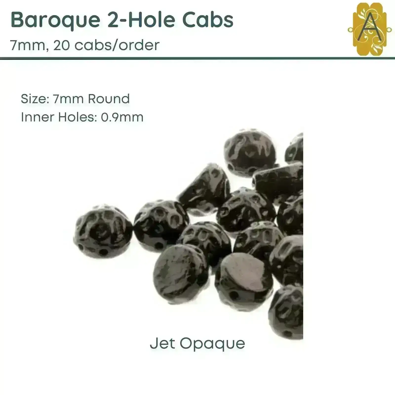 Baroque 7mm Cabochons, Jet Collection 4 Finishes - Image 2