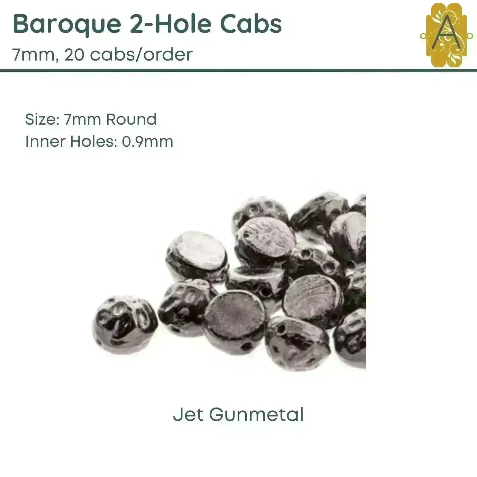 Baroque 7mm Cabochons, Jet Collection 4 Finishes - Image 3