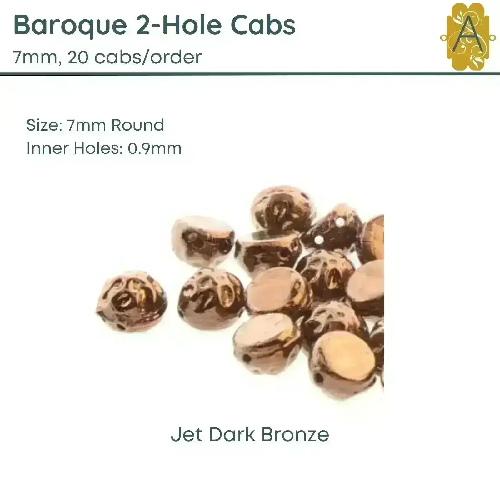 Baroque 7mm Cabochons, Jet Collection 4 Finishes - Image 4
