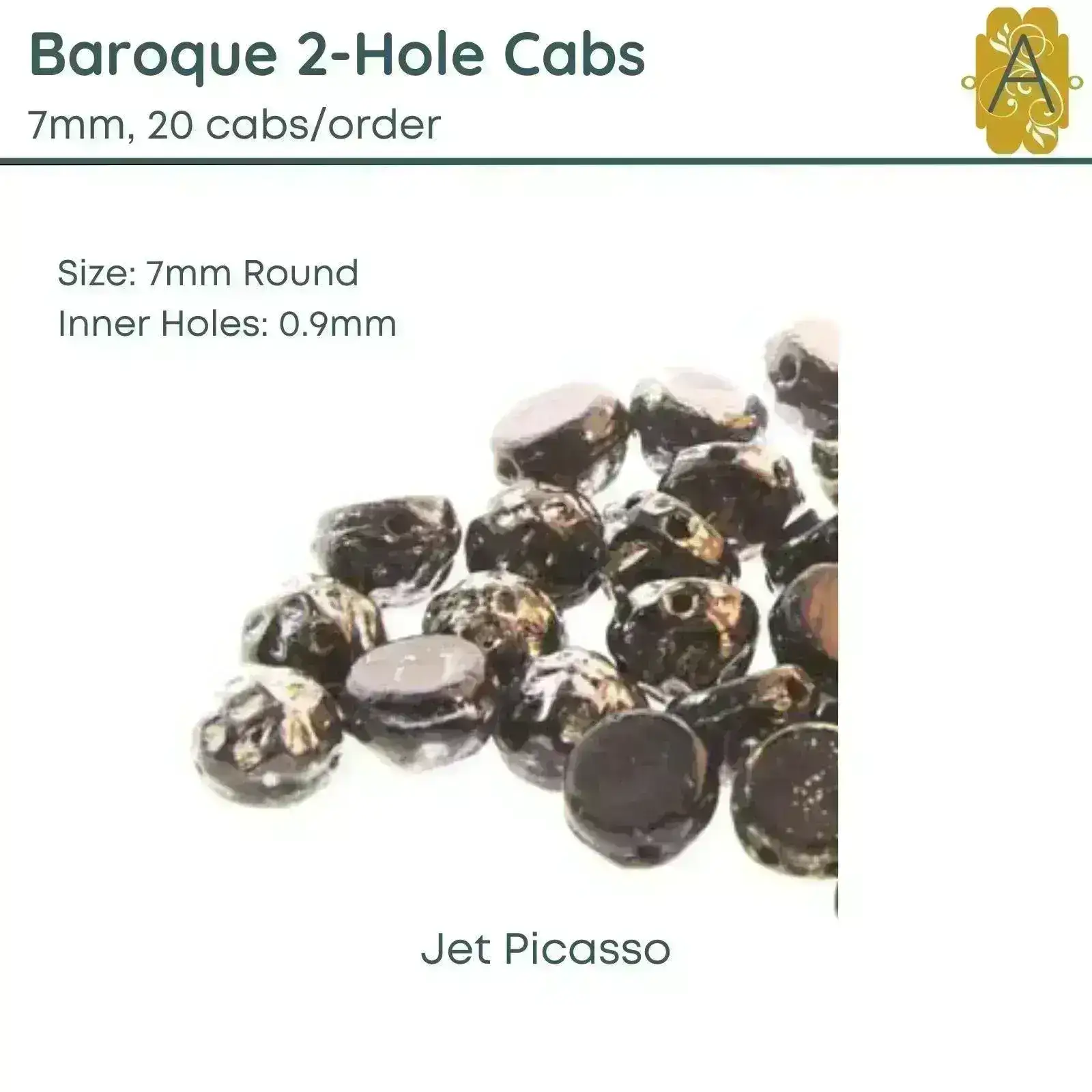 Baroque 7mm Cabochons, Jet Collection 4 Finishes - Image 5