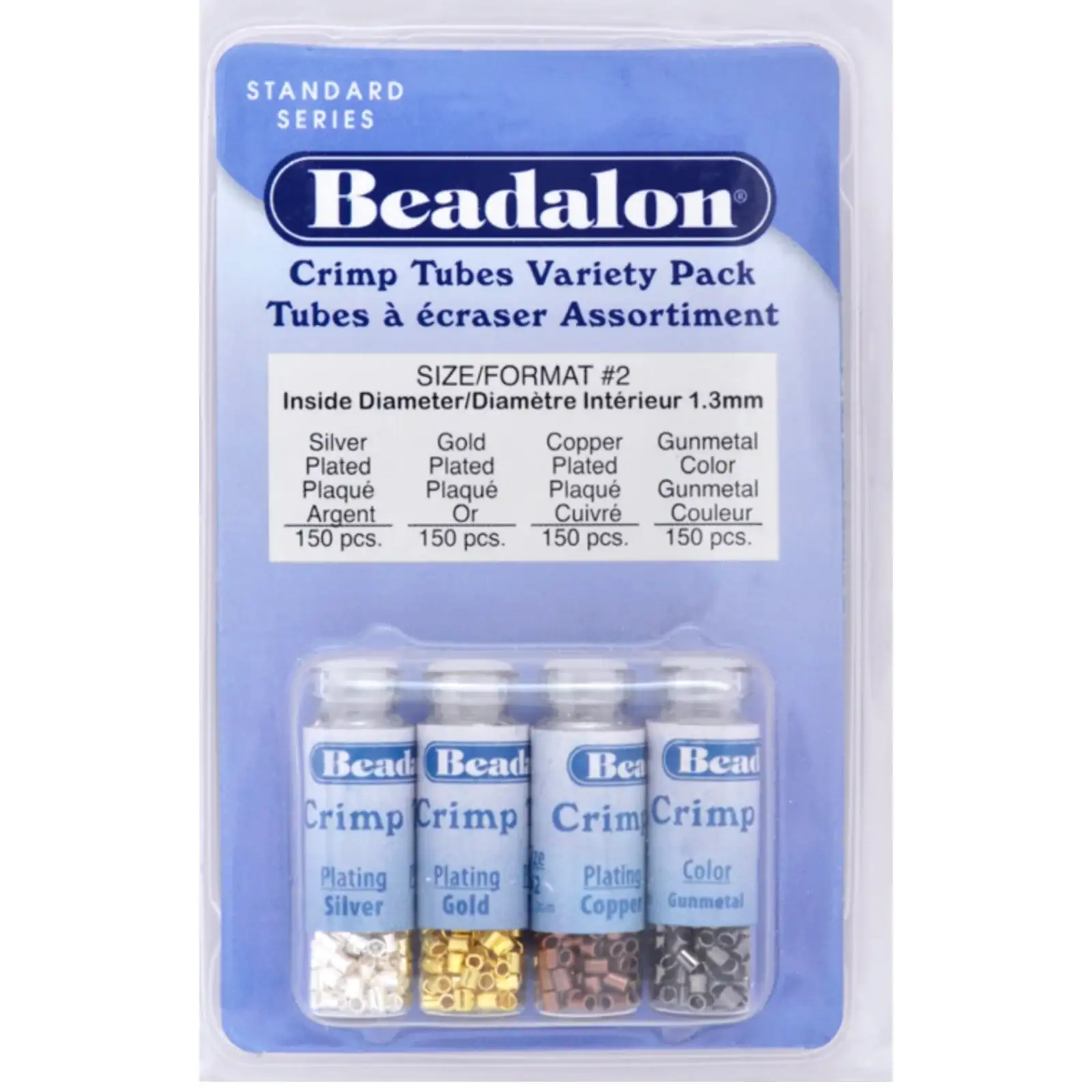 Beadalon Crimp Tube Variety Pack, Size #2, 600 Pcs. 4 Colors